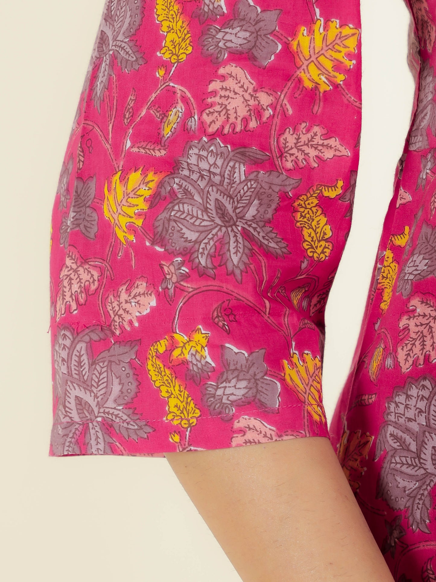 Embroidered Soft Cotton Floral Anarkali Pink Kurta