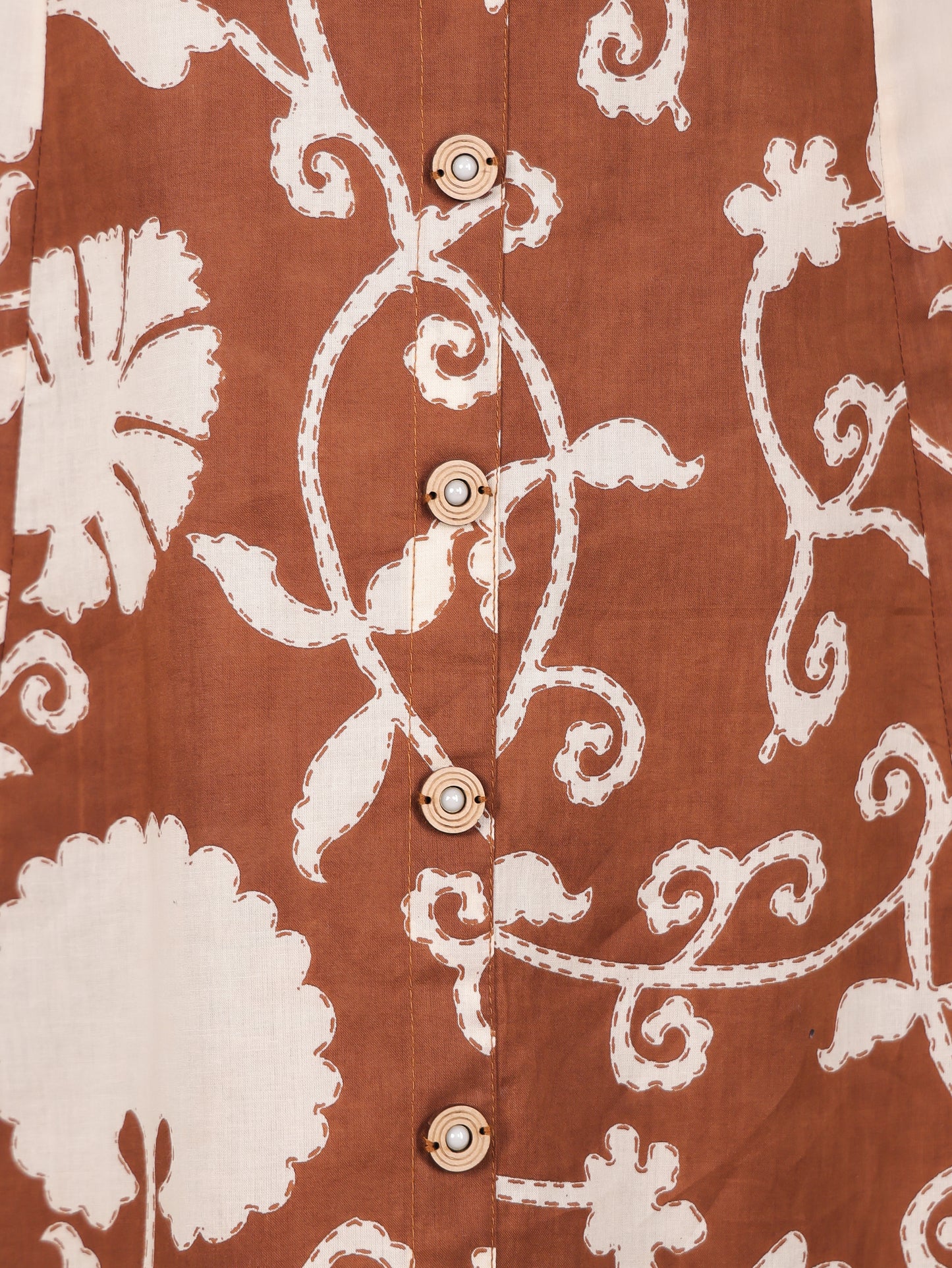 Soft Cotton Floral High Low Brown Kurta