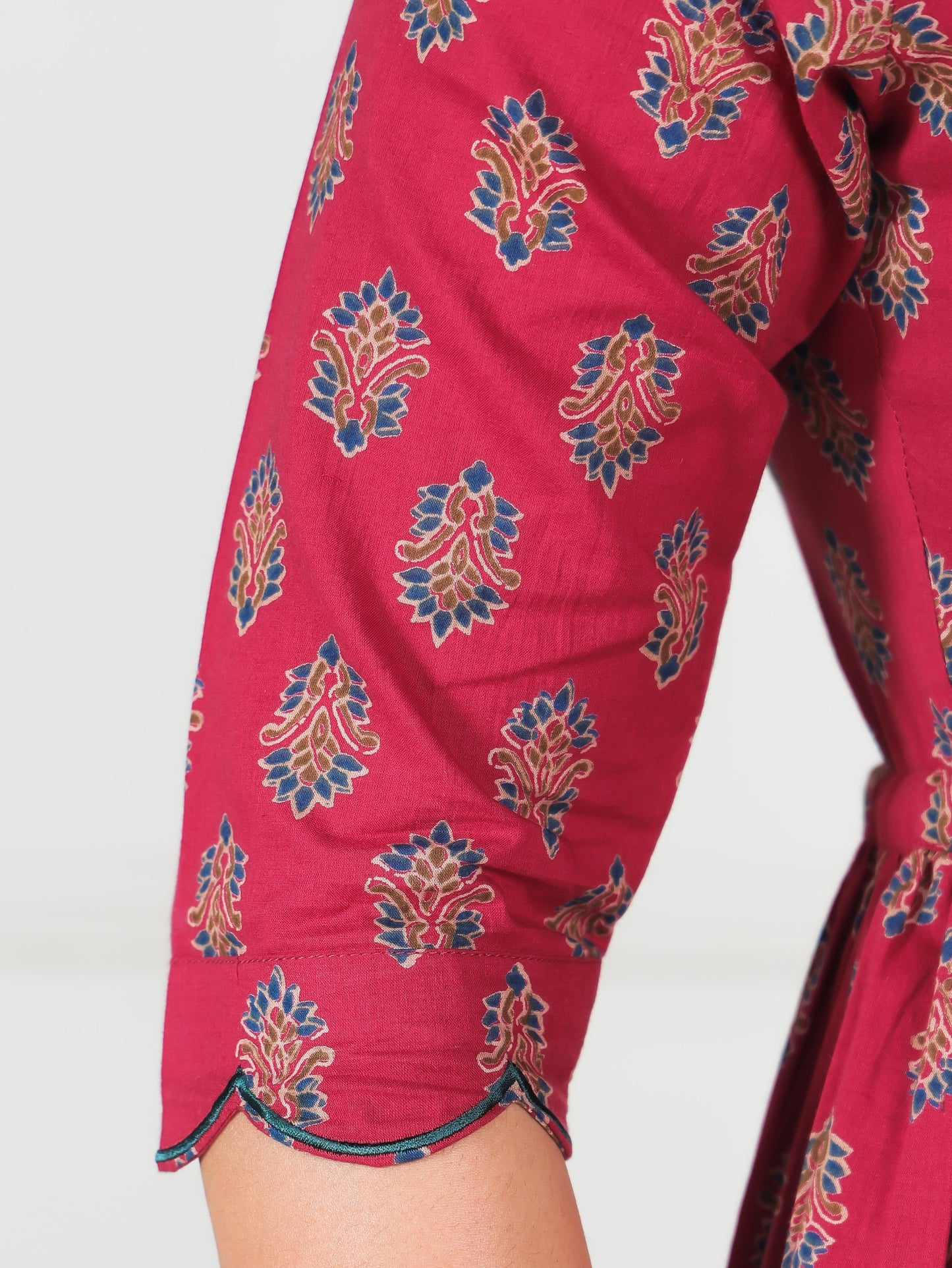 Embroidered Soft Cotton Floral Tiered Maroon Dress