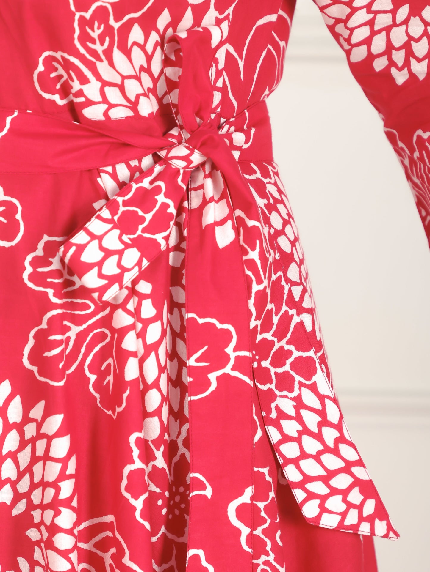 Soft Cotton Floral Anarkali Red Dress (With Belt)