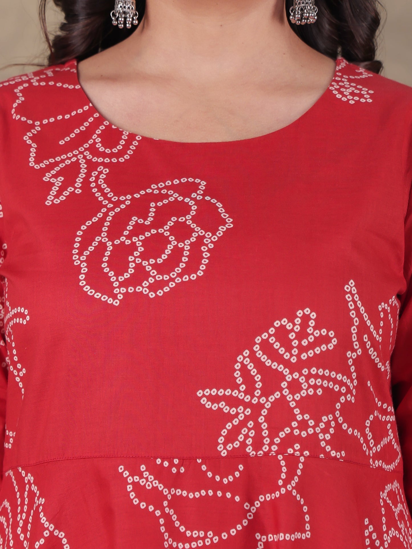Soft Cotton Bandhani Anarkali Orange Dress