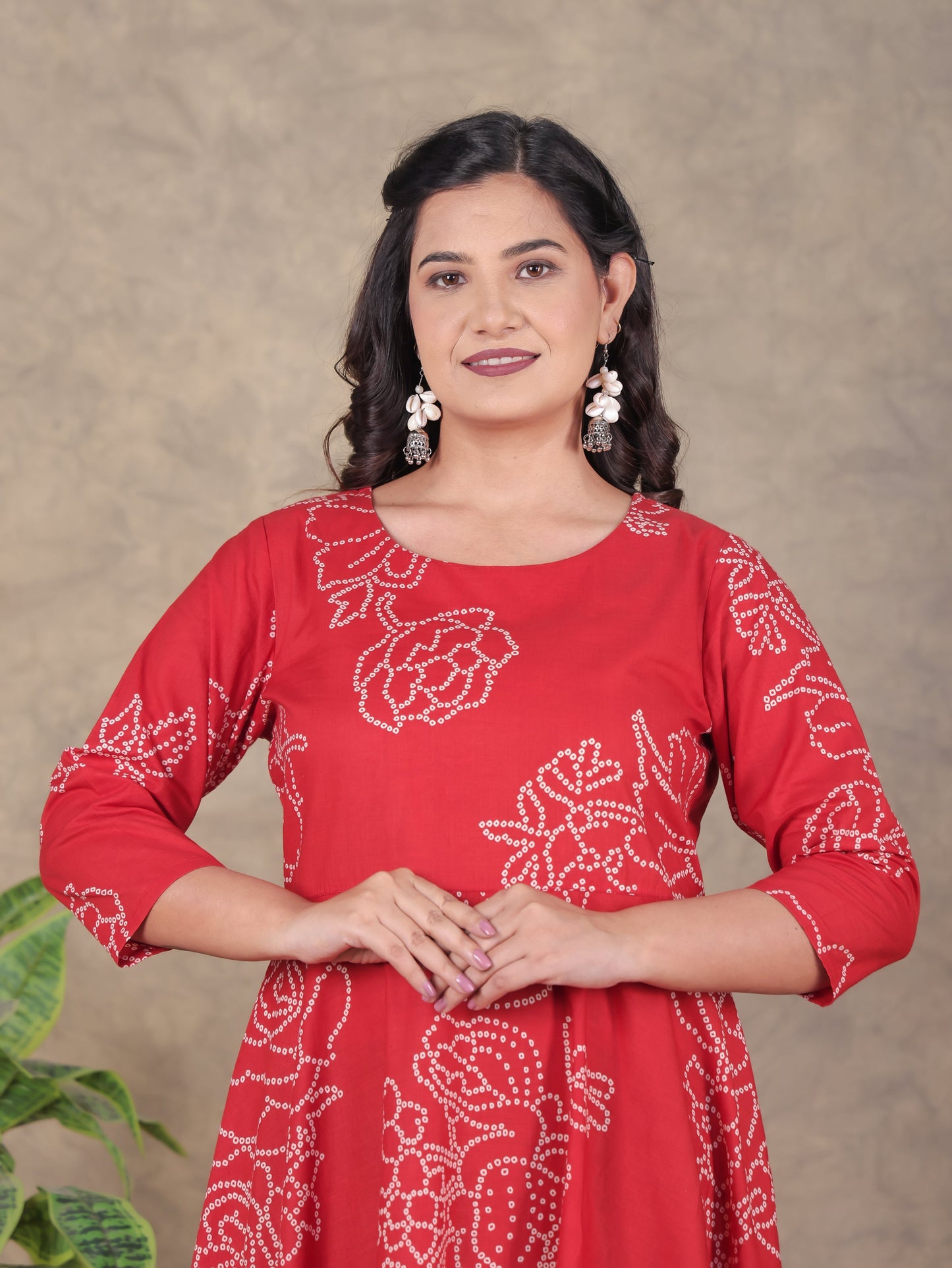 Soft Cotton Bandhani Anarkali Orange Dress