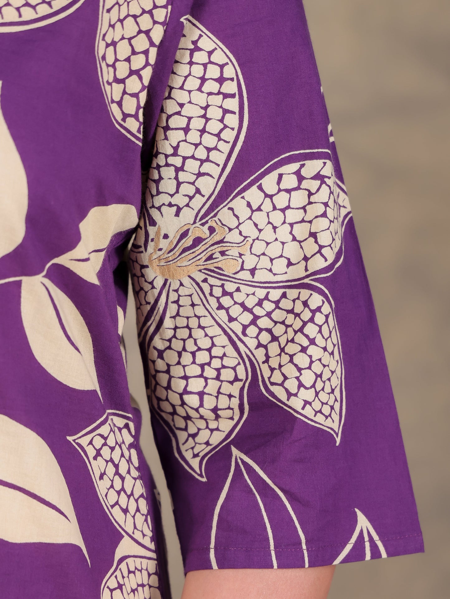 Soft Cotton Floral Straight Purple Kurta