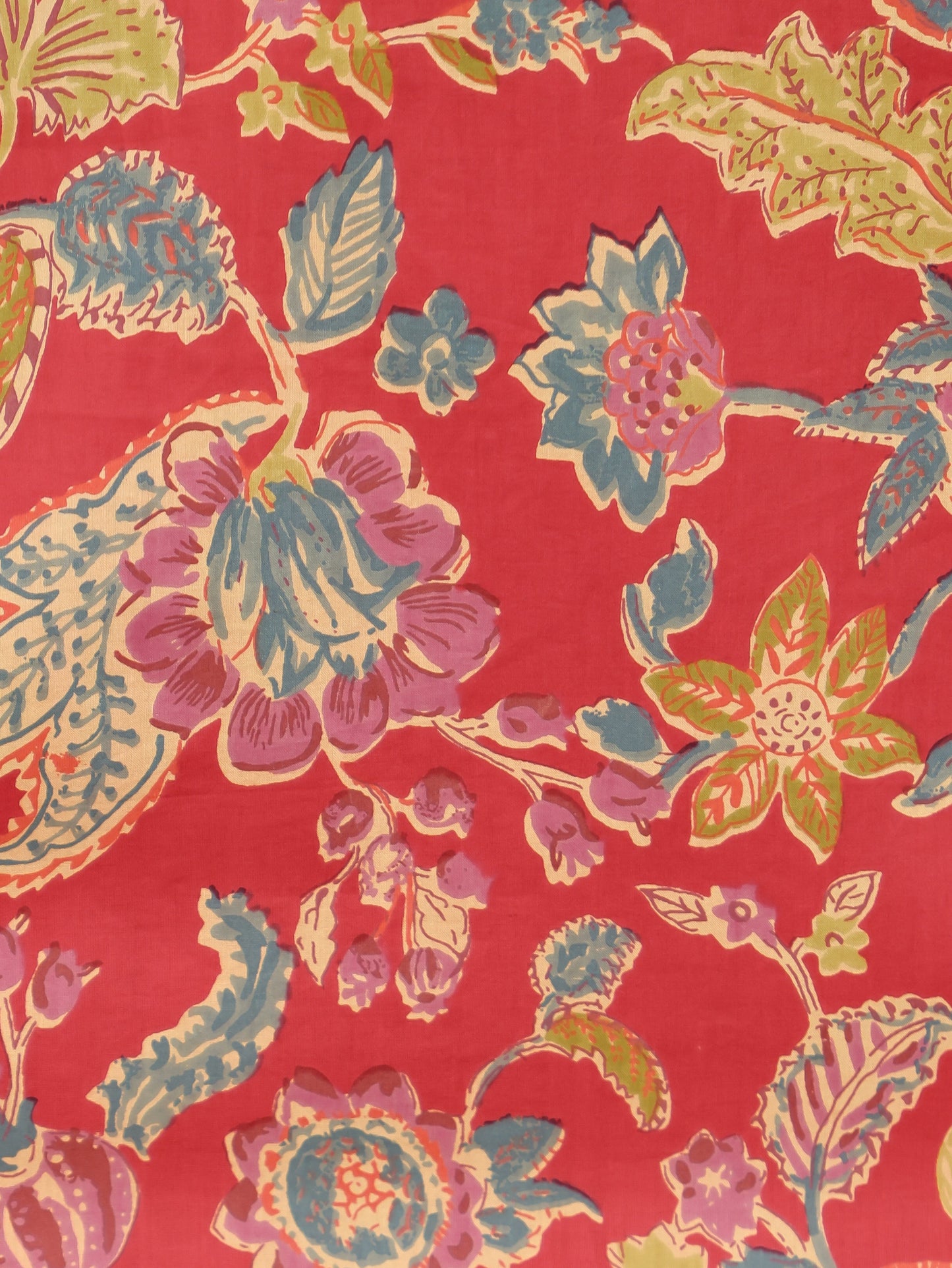 Soft Cotton Floral Straight Red Kurta