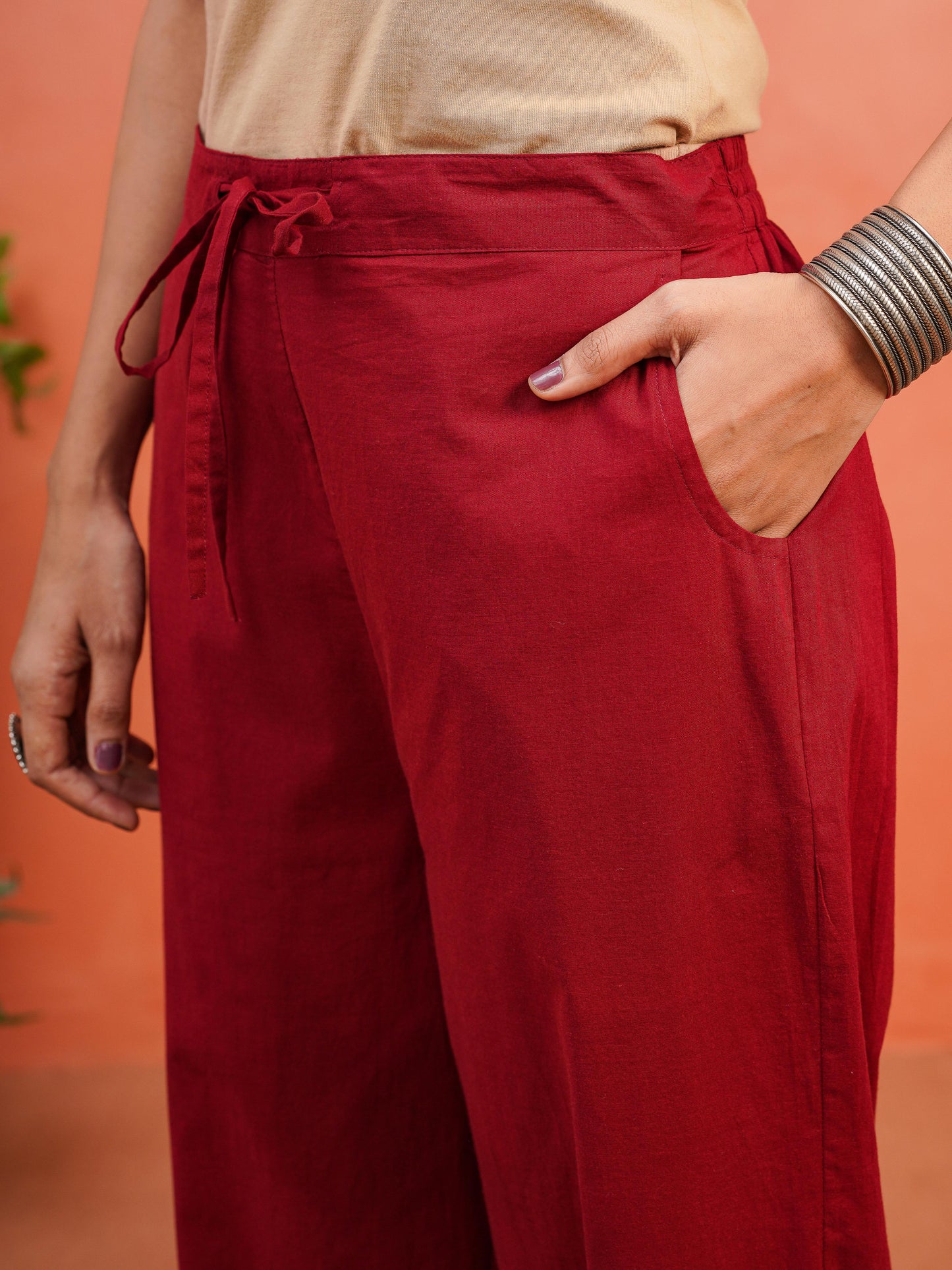 Embroidered Linen Cotton Solid Straight Teal Kurta