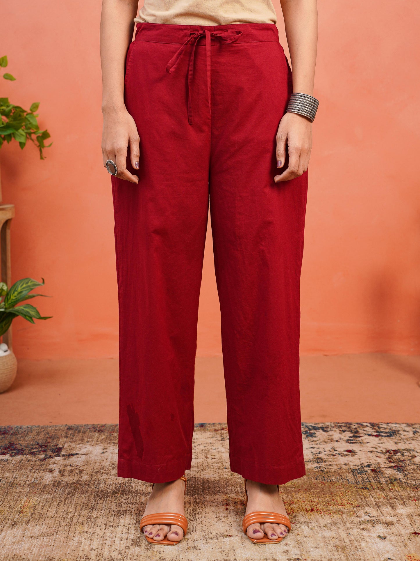 Embroidered Linen Cotton Solid Straight Teal Kurta
