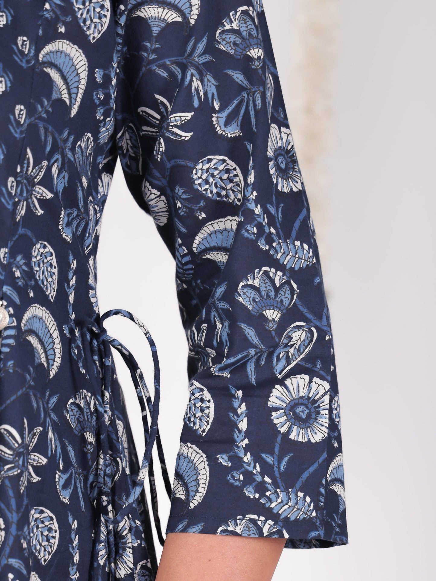 Soft Cotton Floral Flared Blue Kurta