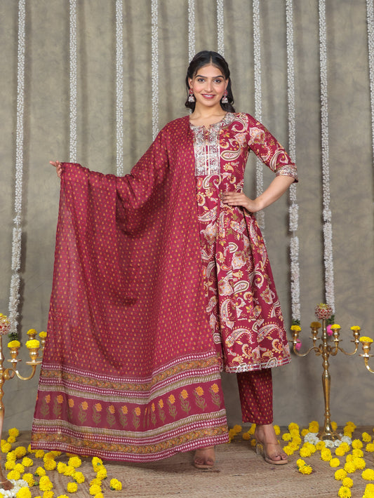 Cotton Voile Paisley Purple Dupatta