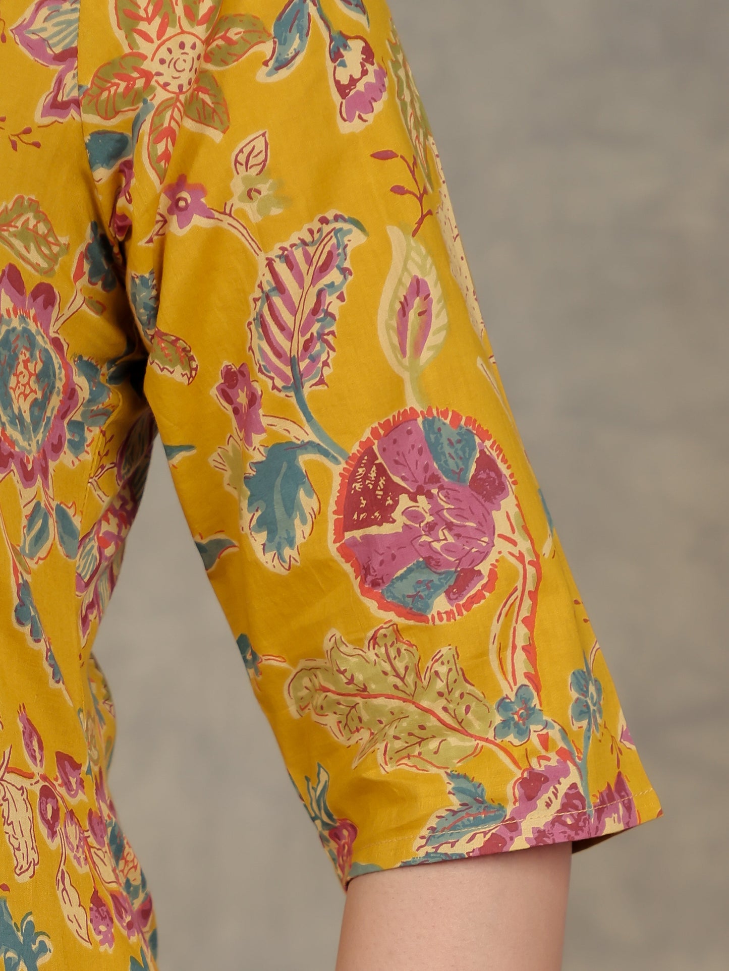 Soft Cotton Floral Straight Yellow Kurta