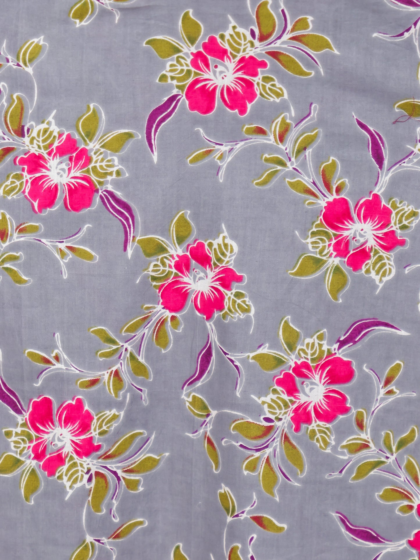Soft Cotton Floral Straight Grey Kurta
