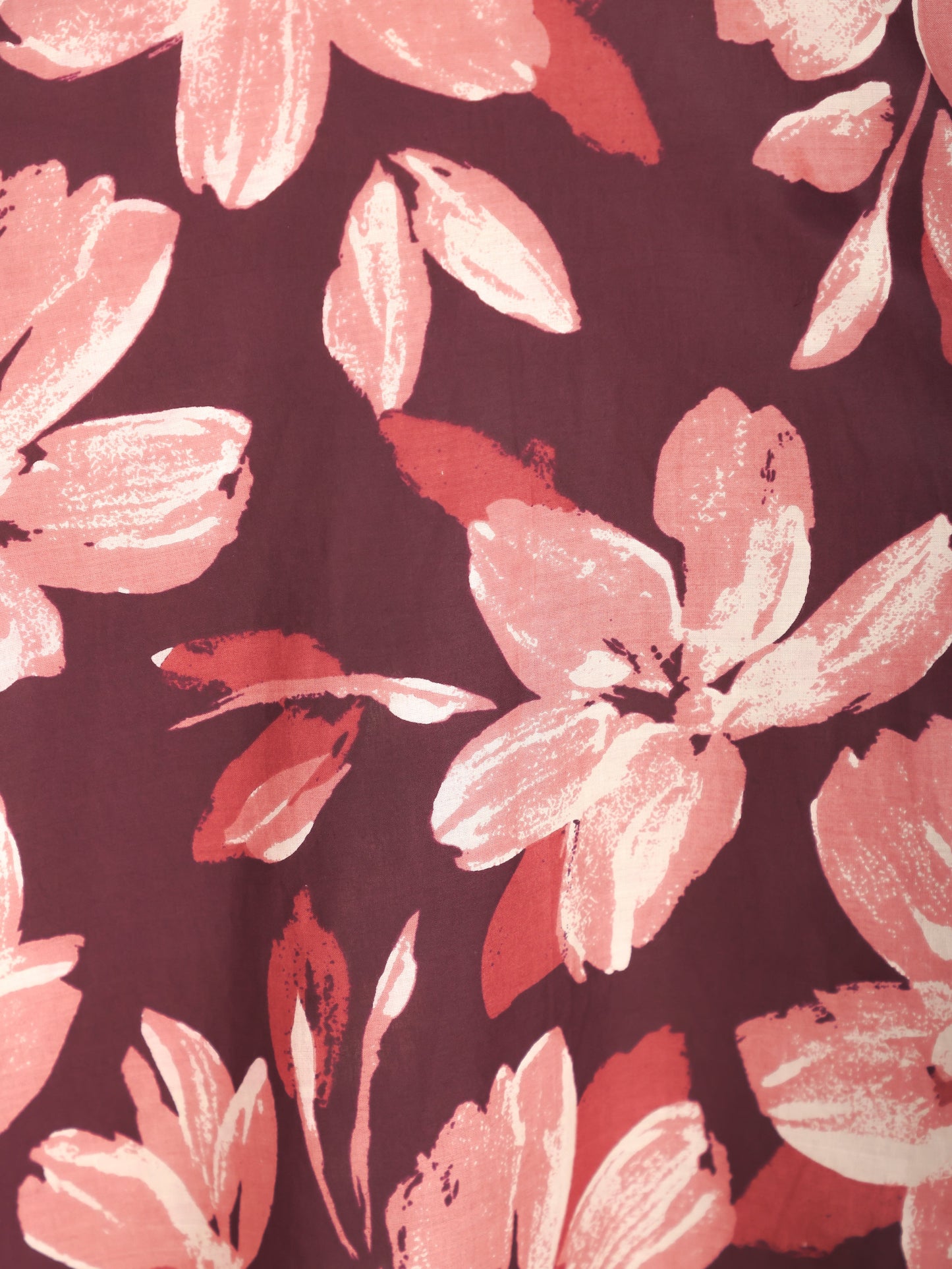 Soft Cotton Floral Anarkali Brown Dress