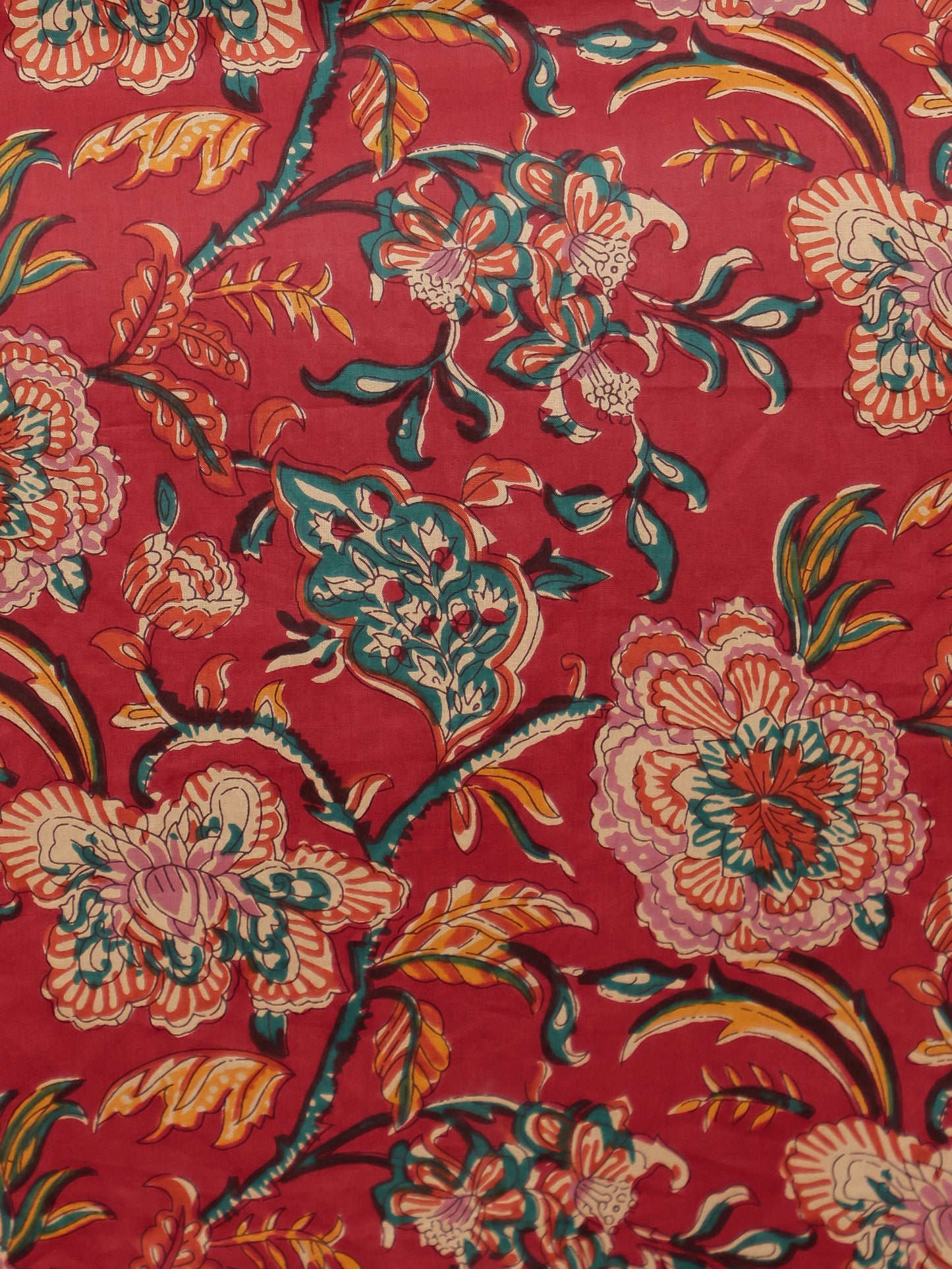 Soft Cotton Floral Straight Red Kurta