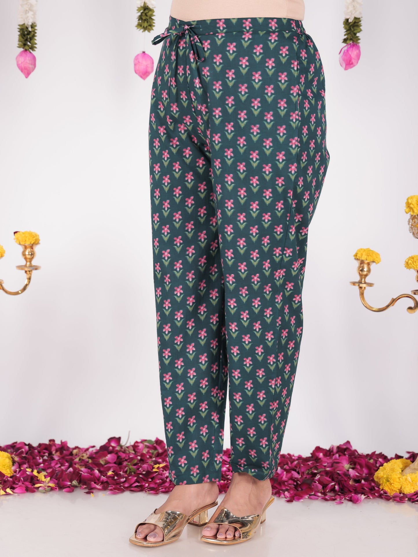 Embroidered Soft Cotton Floral Straight Green Kurta