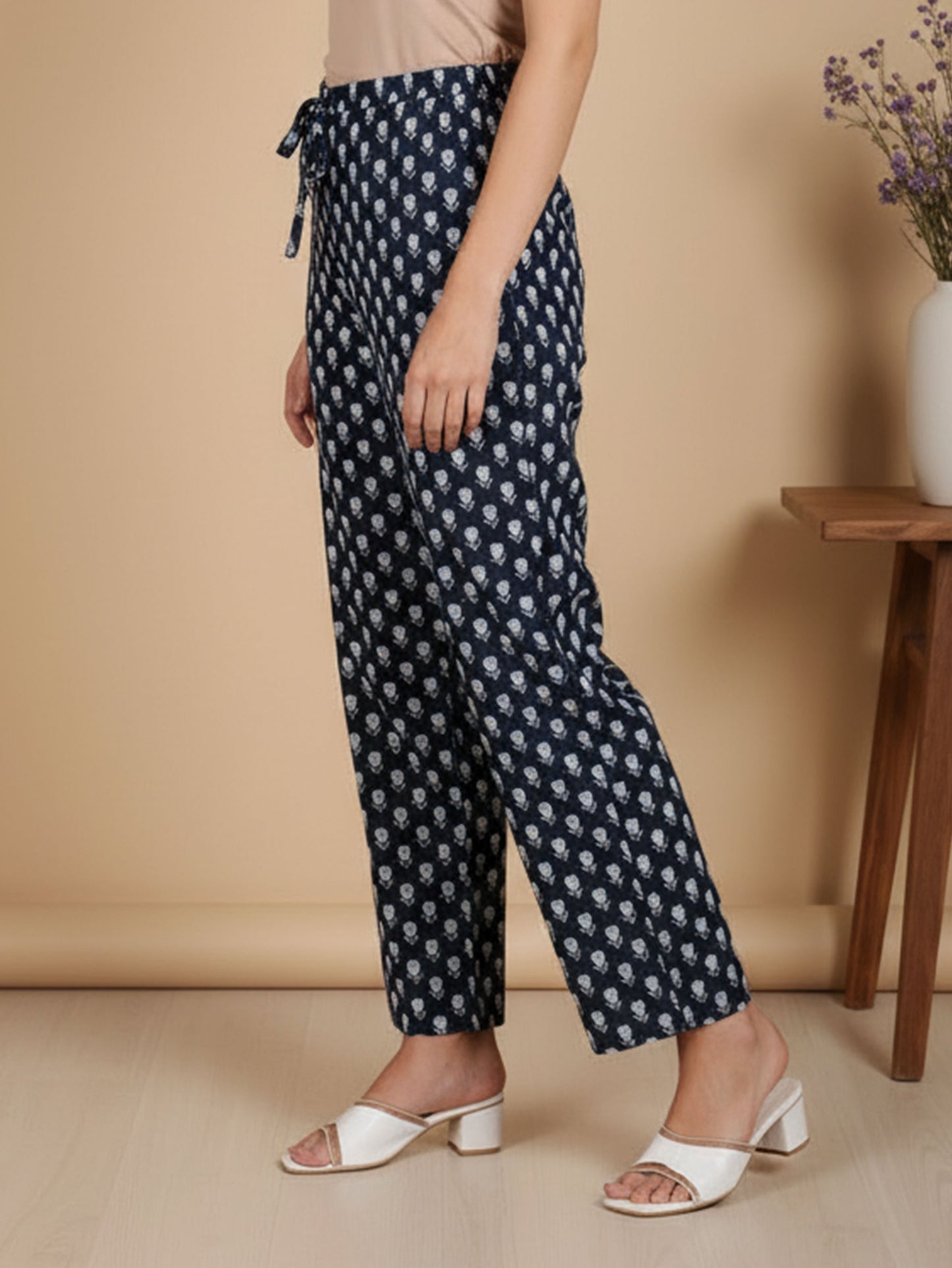 Soft Cotton Floral Anarkali Blue Kurta