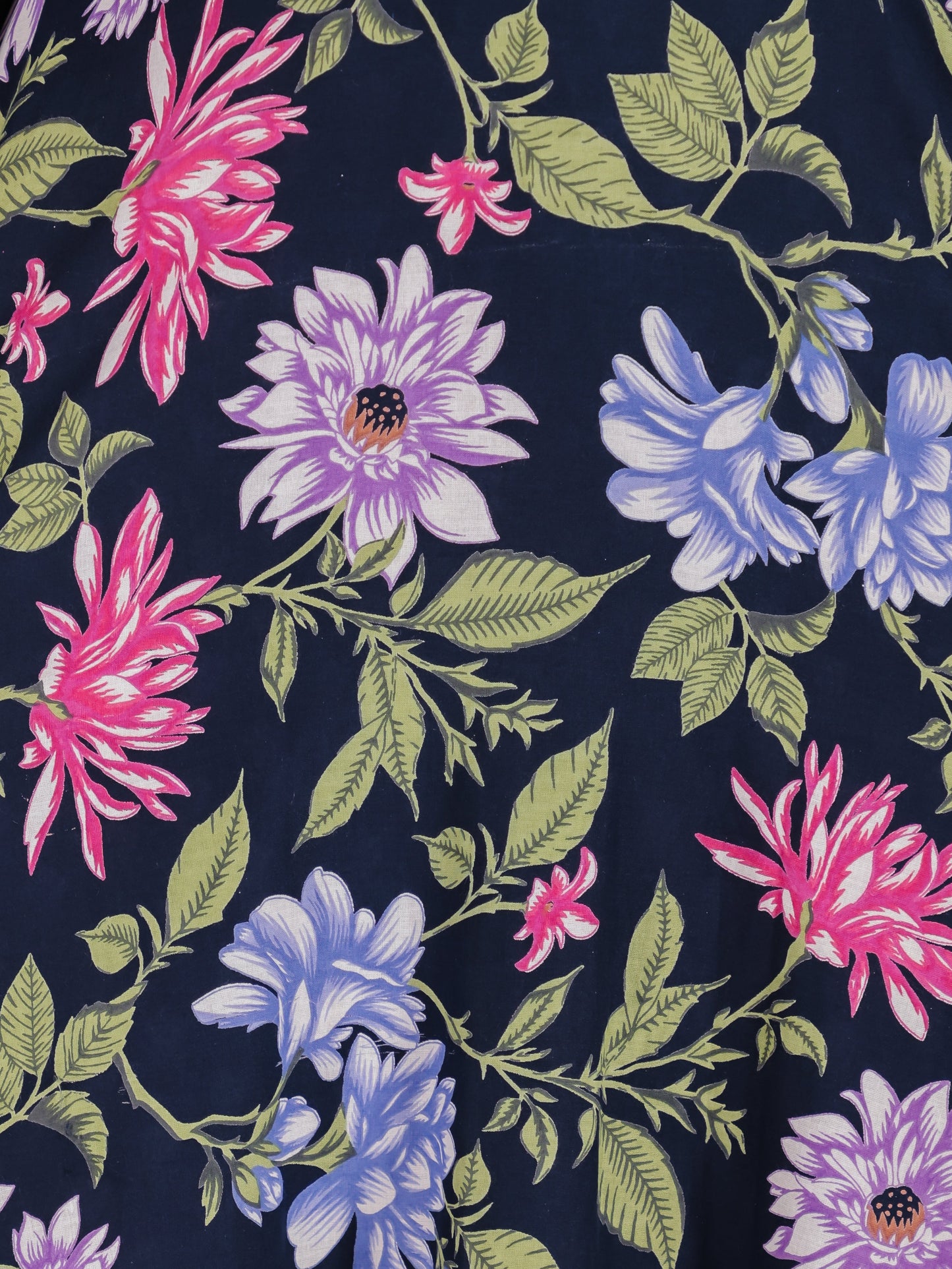 Soft Cotton Floral Anarkali Blue Kurta