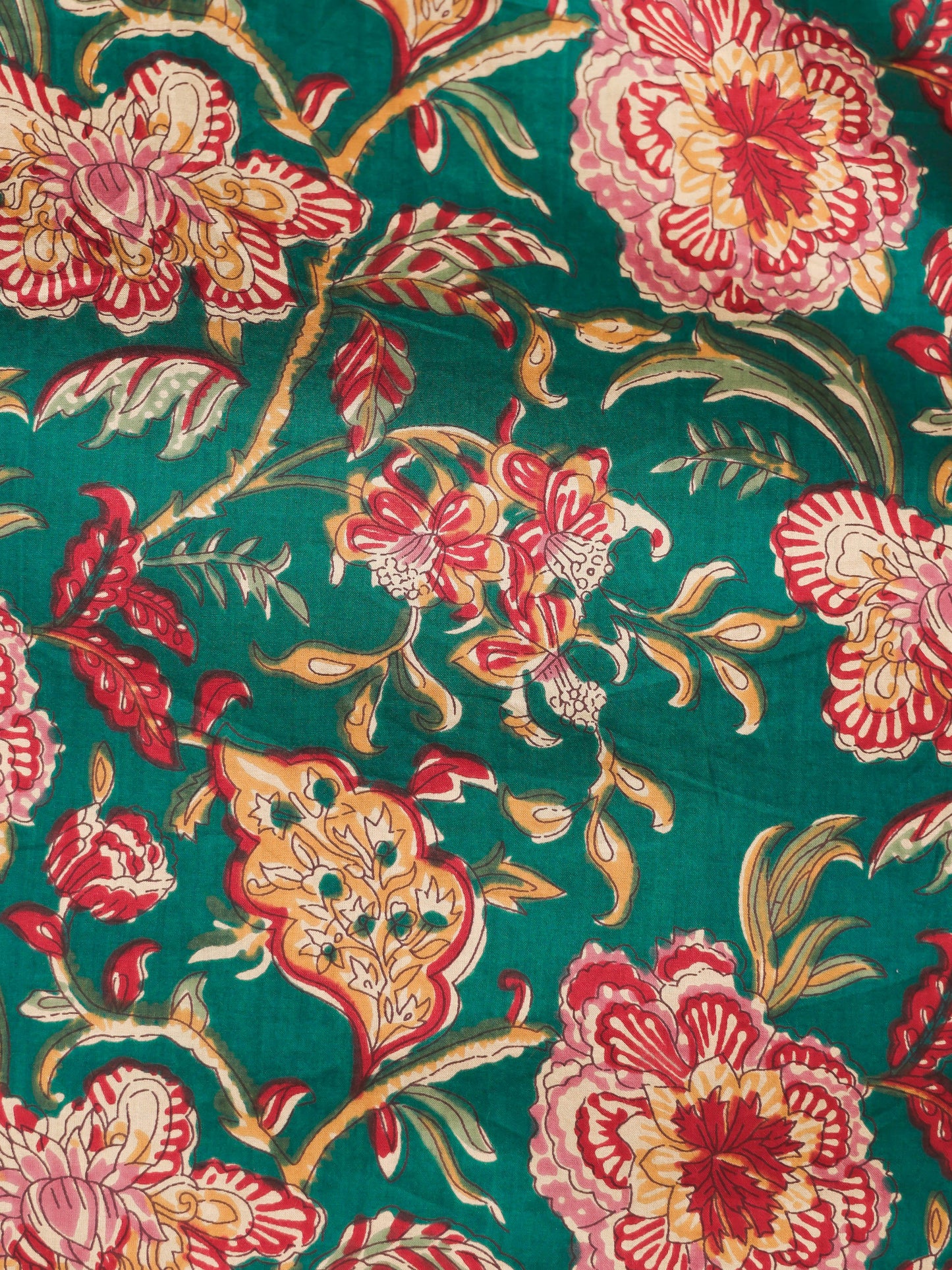 Soft Cotton Floral A-line Green Kurta