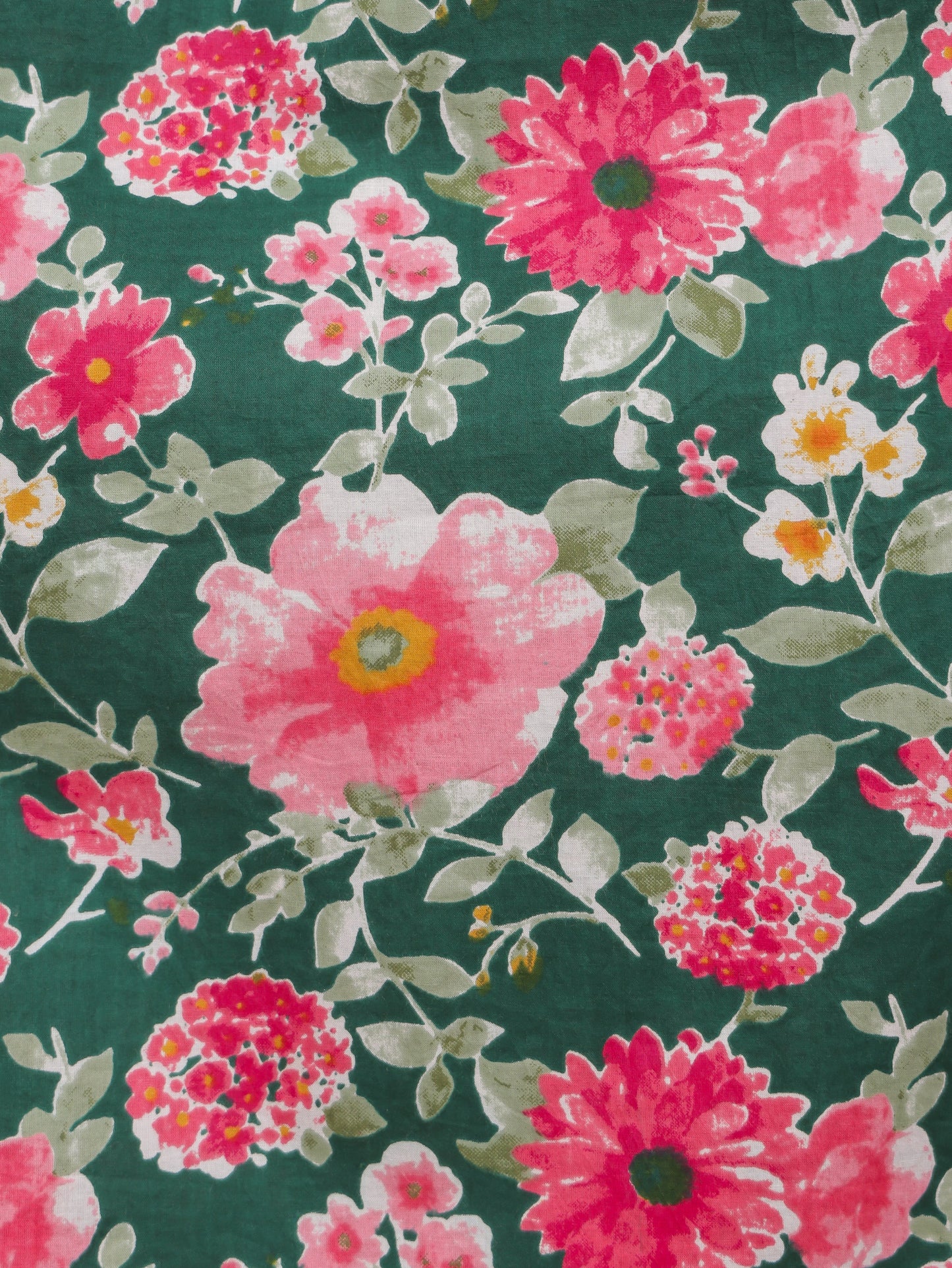 Soft Cotton Floral A-line Green Kurta