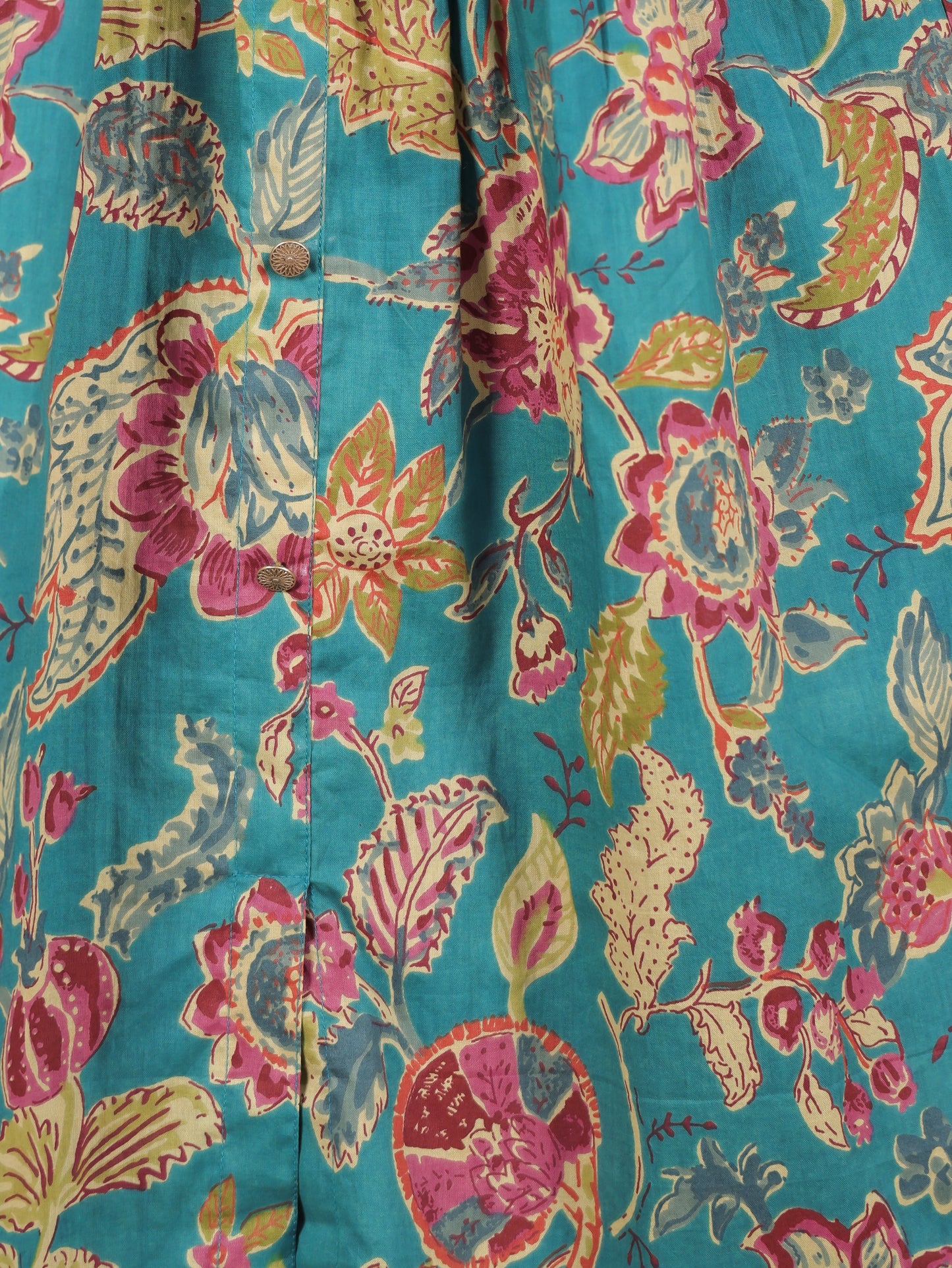 Soft Cotton Floral High Low Green Kurta