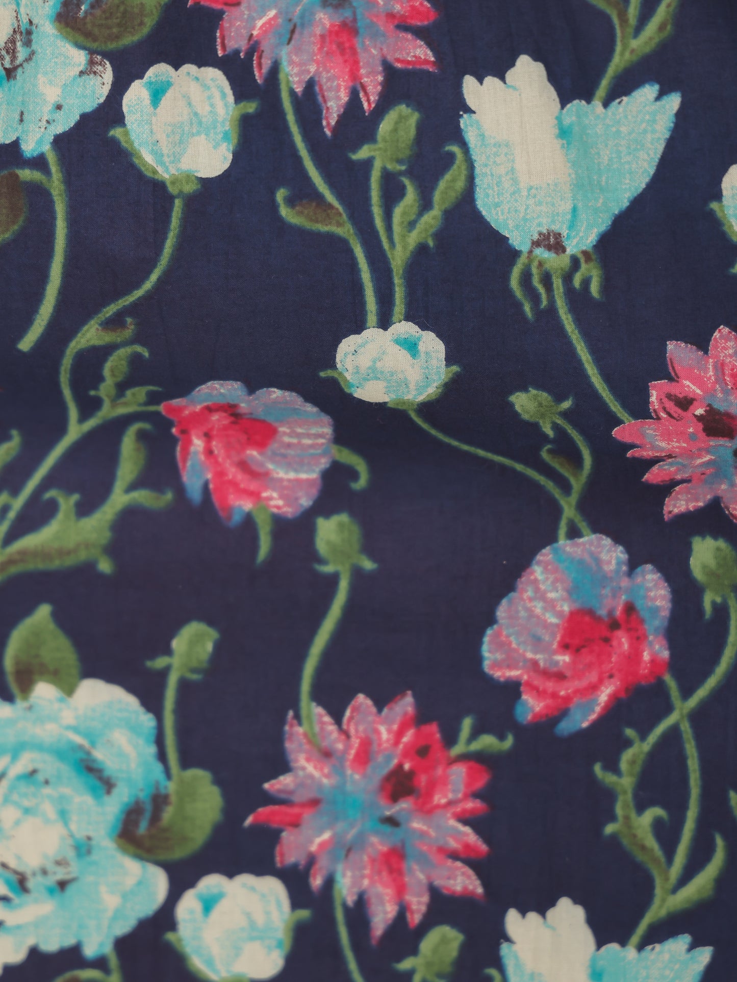 Embroidered Soft Cotton Floral Gathered Green Dress
