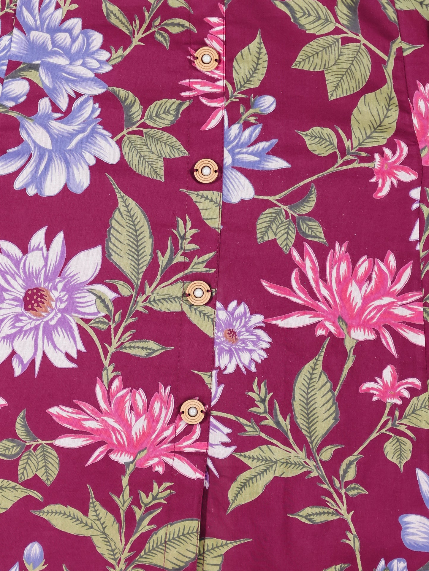 Soft Cotton Floral A-line Wine Kurta