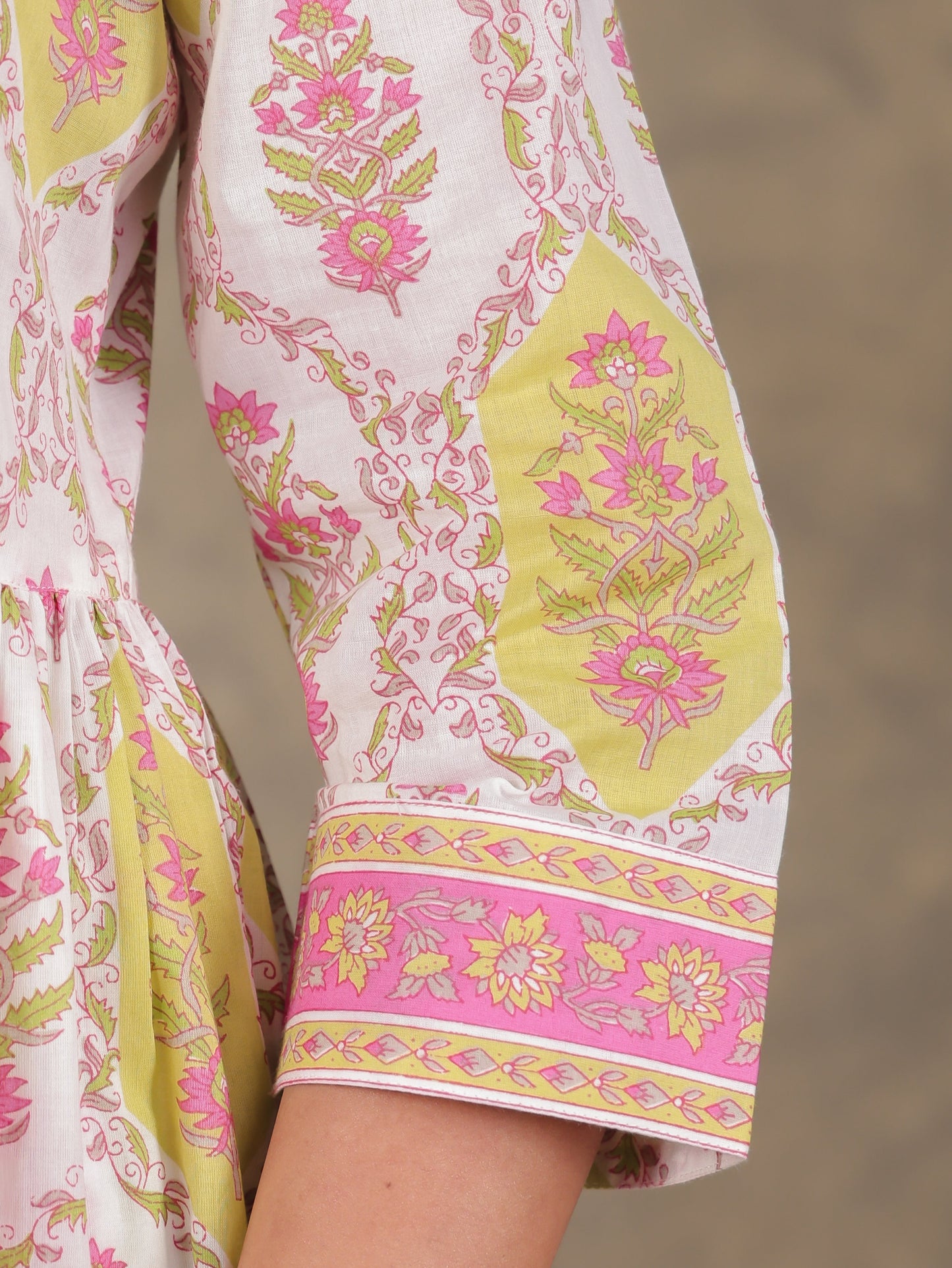 Soft Cotton Floral A-line White Kurta
