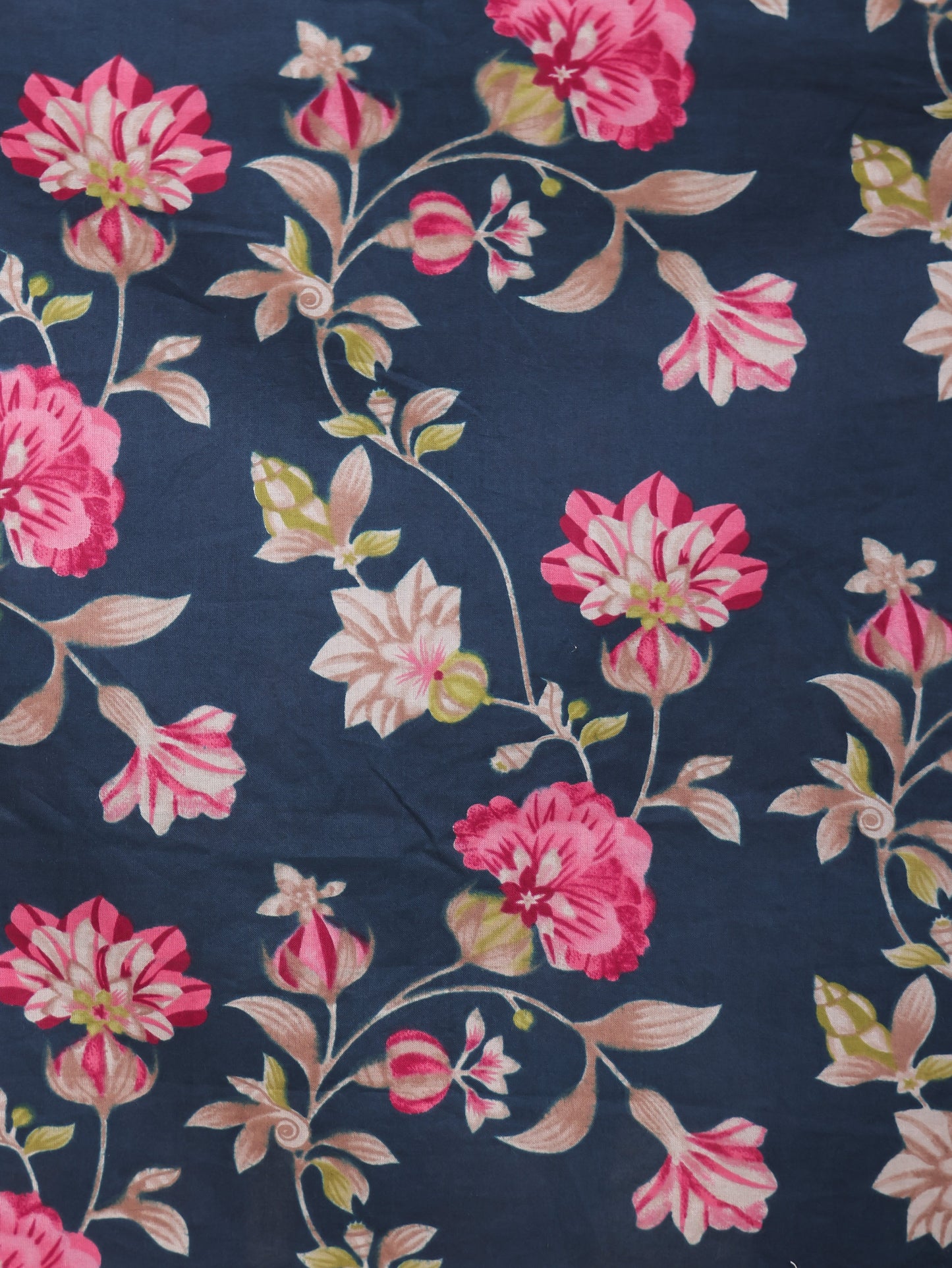 Soft Cotton Floral A-line Blue Kurta