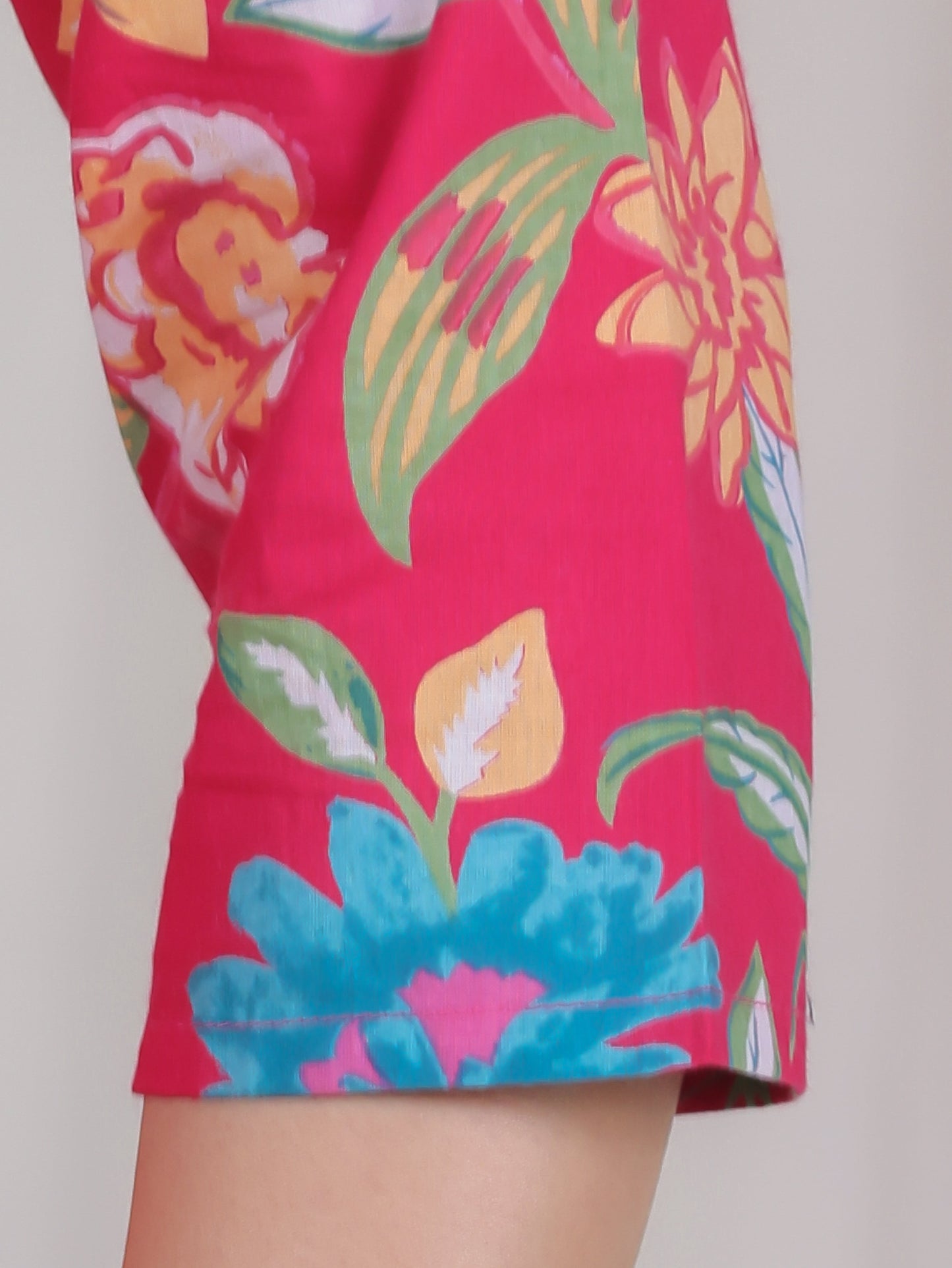 Embroidered Soft Cotton Floral Angrakha Pink Kurta