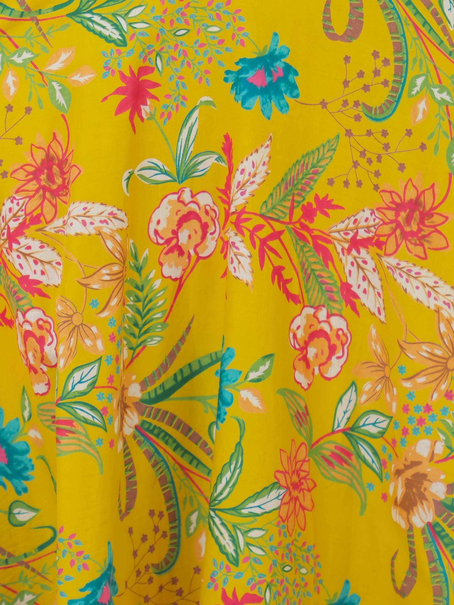 Soft Cotton Floral Anarkali Yellow Kurta