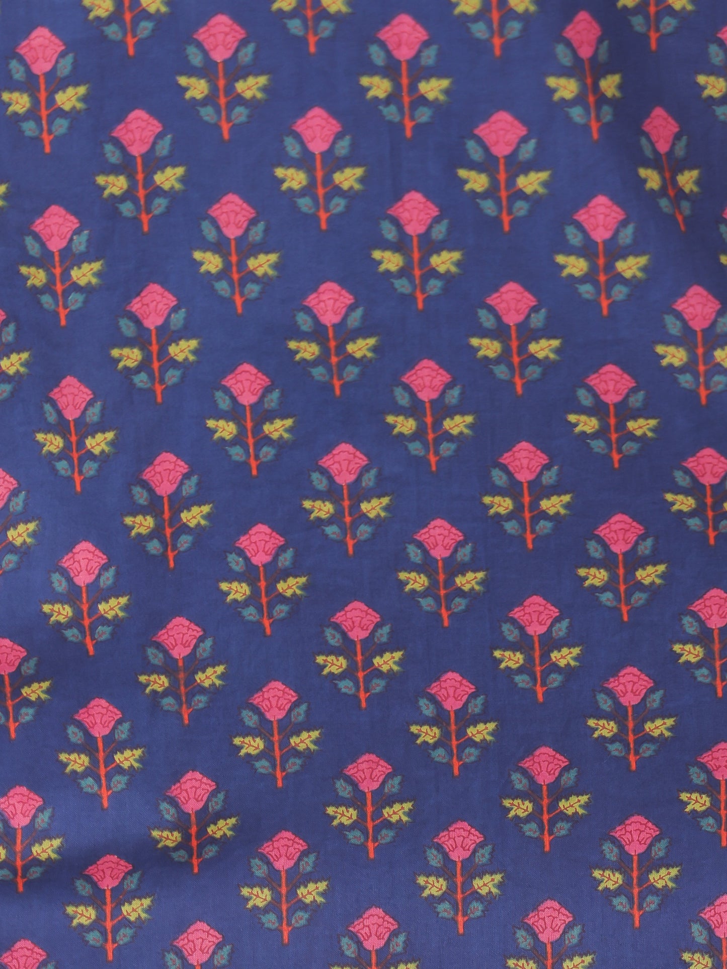 Soft Cotton Floral Straight Blue Kurta