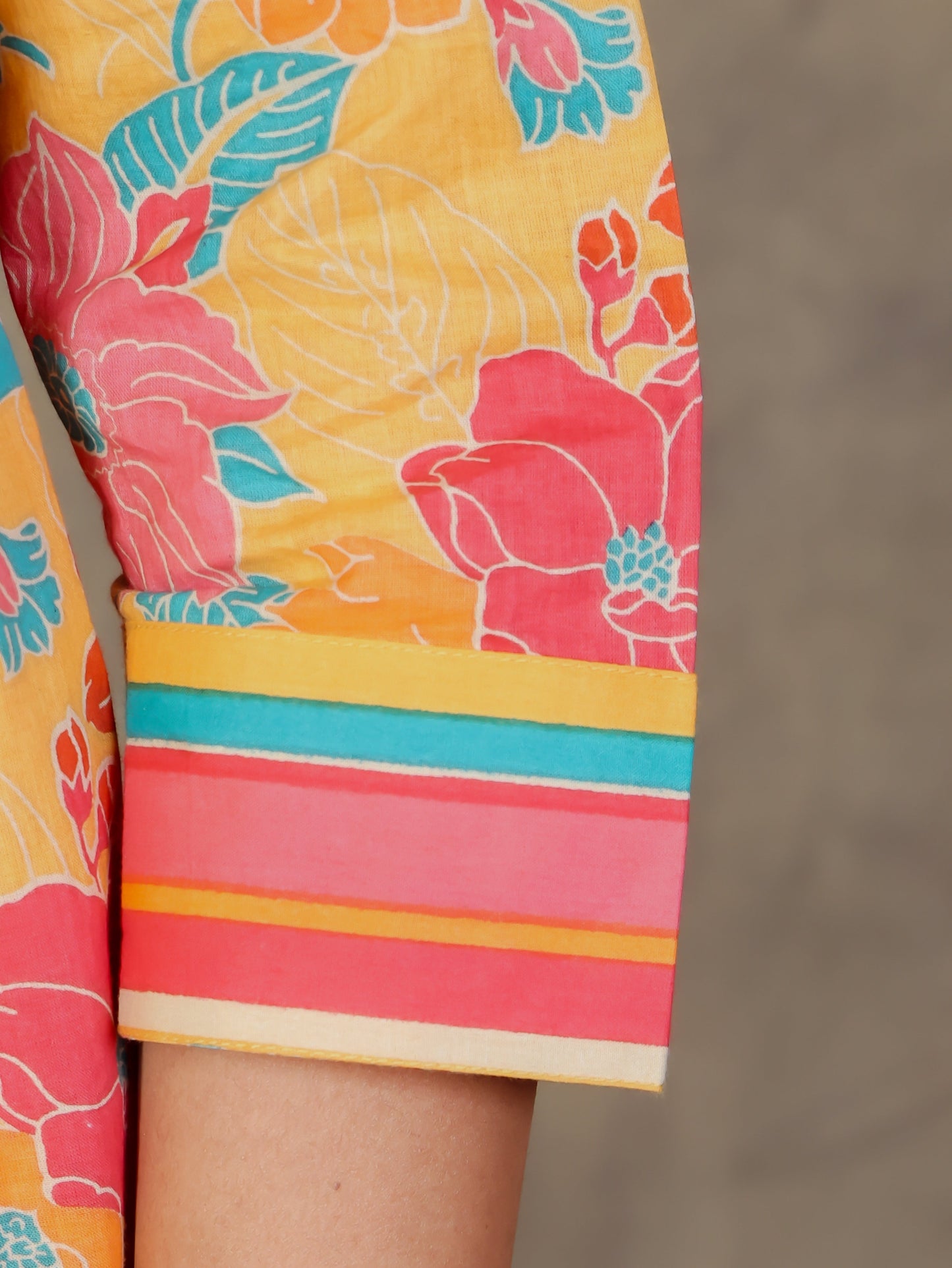 Soft Cotton Floral A-line Yellow Kurta