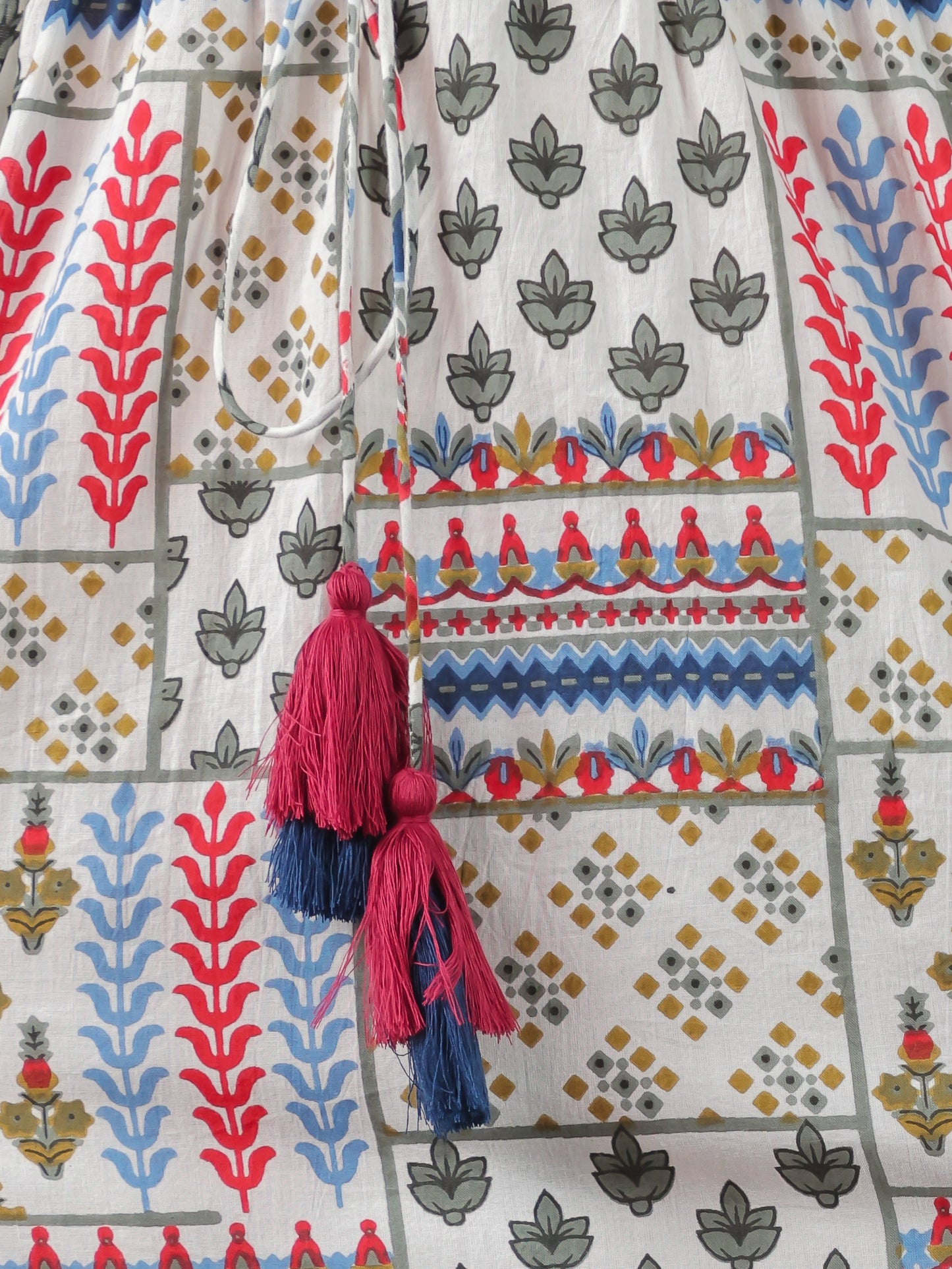 Soft Cotton Patchwork A-line Off White Dress