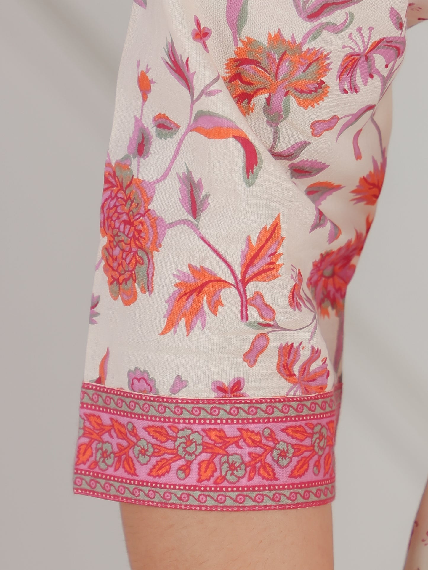 Embroidered Soft Cotton Floral Kalidar Off White Kurta