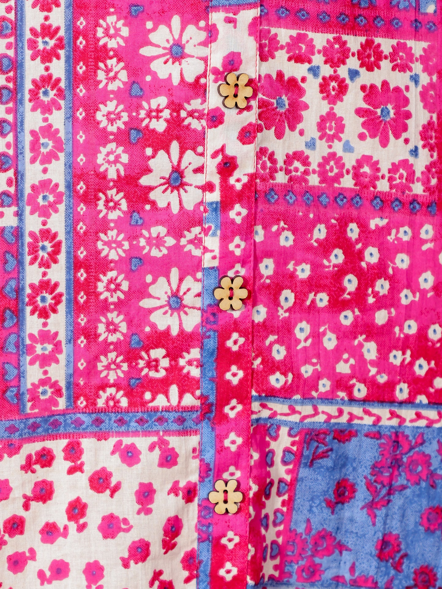 Soft Cotton Patchwork A-line Pink Dress