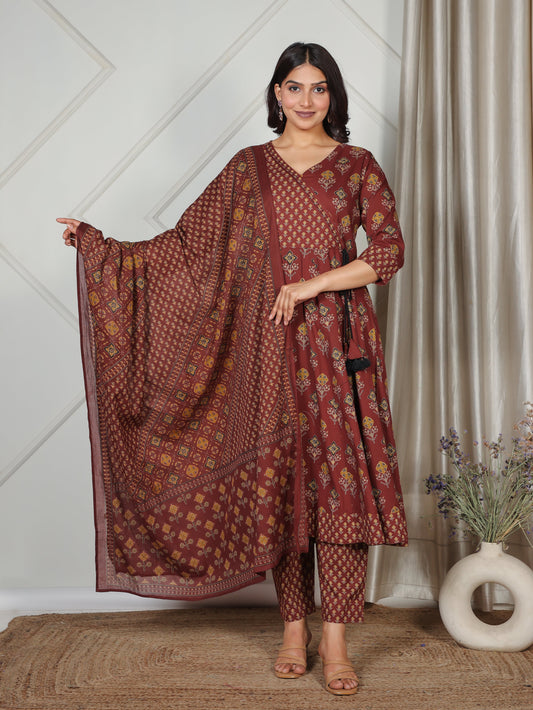 Cotton Voile Butti Rust Dupatta