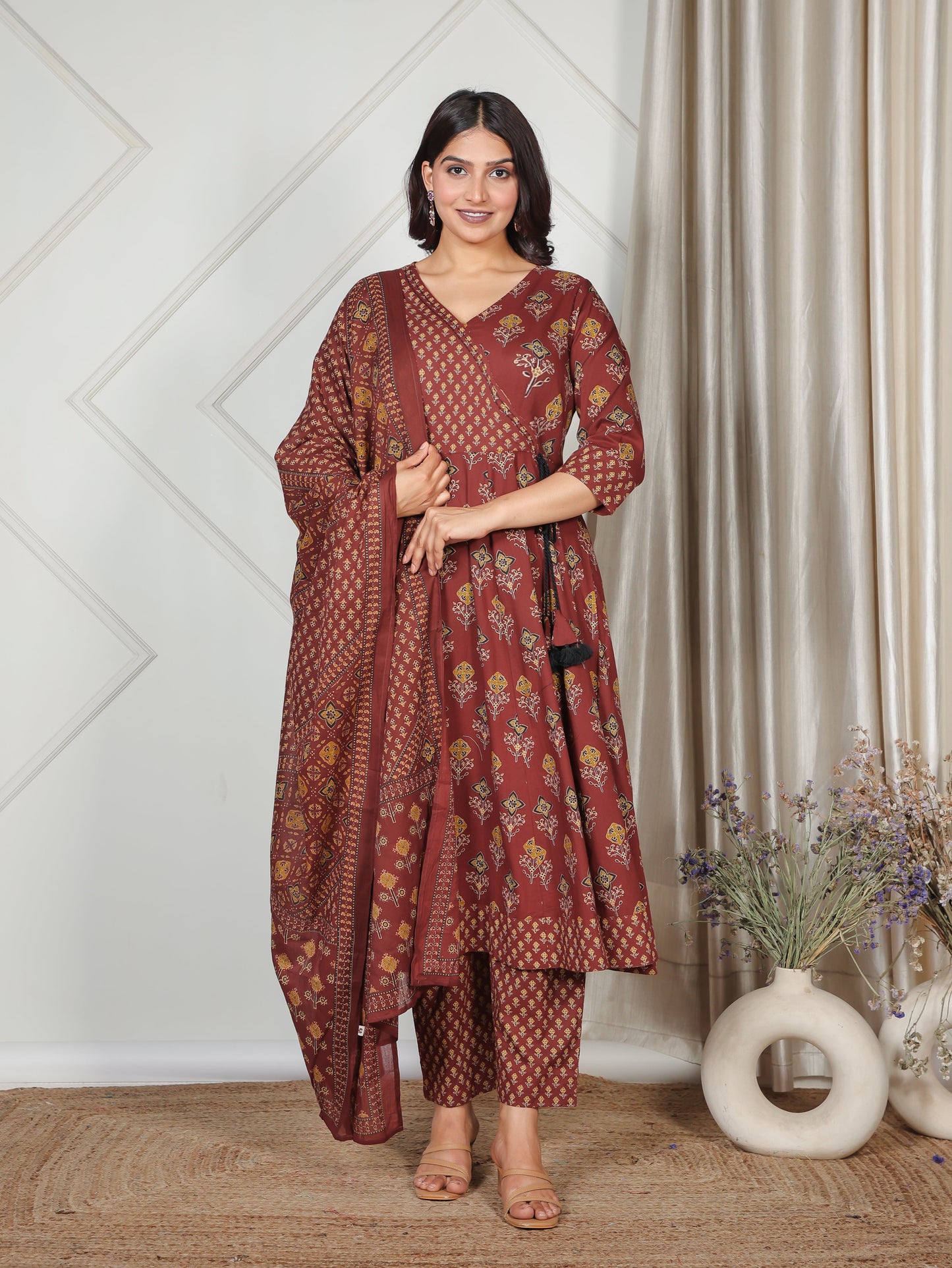 Cotton Voile Butti Rust Dupatta