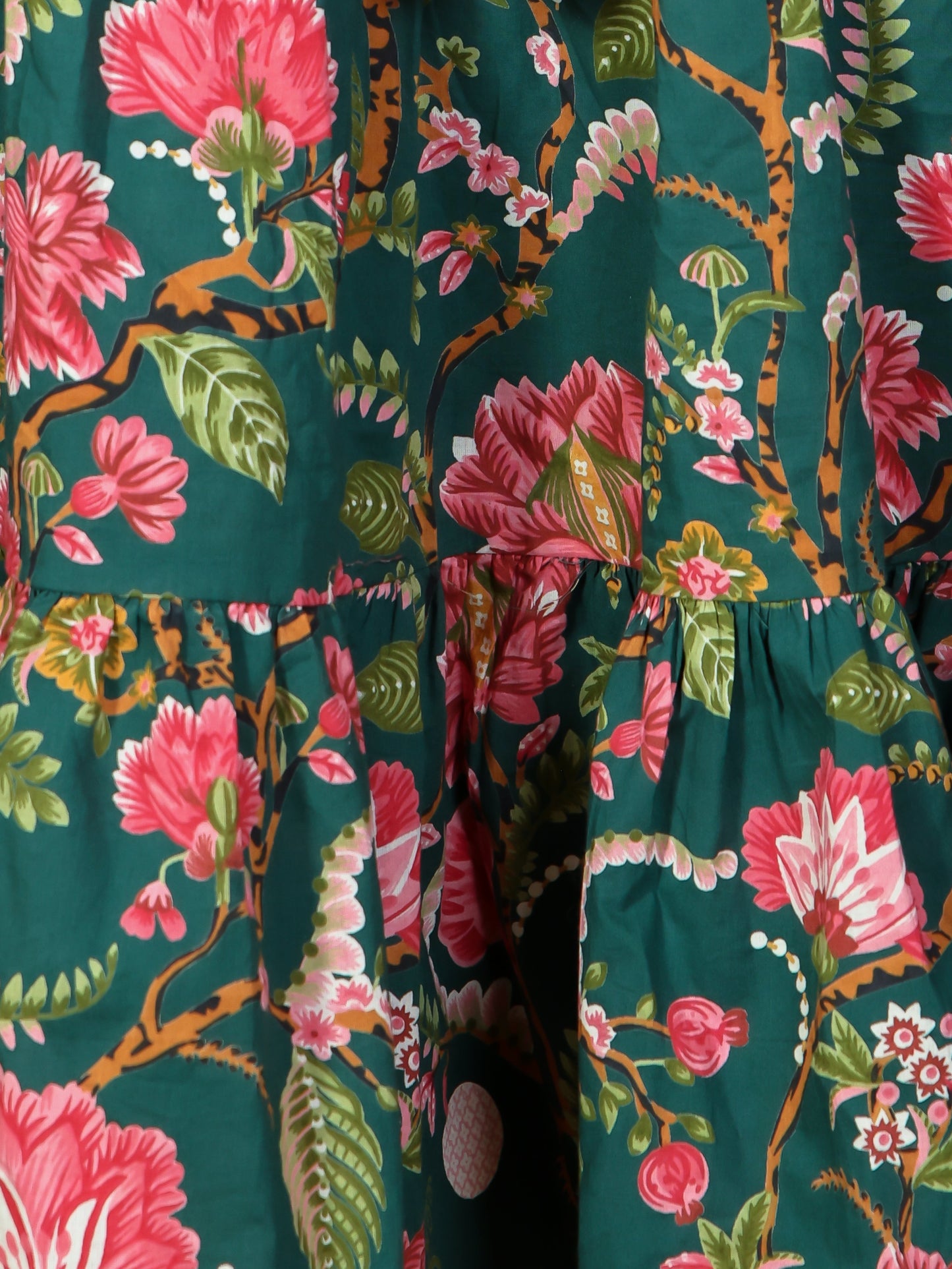 Soft Cotton Floral A-line Green Kurta