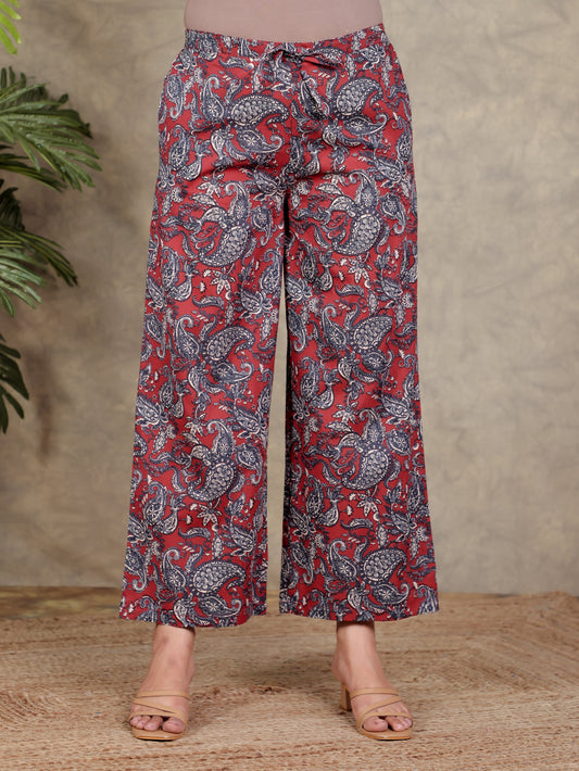 Soft Cotton Paisley Red Palazzo