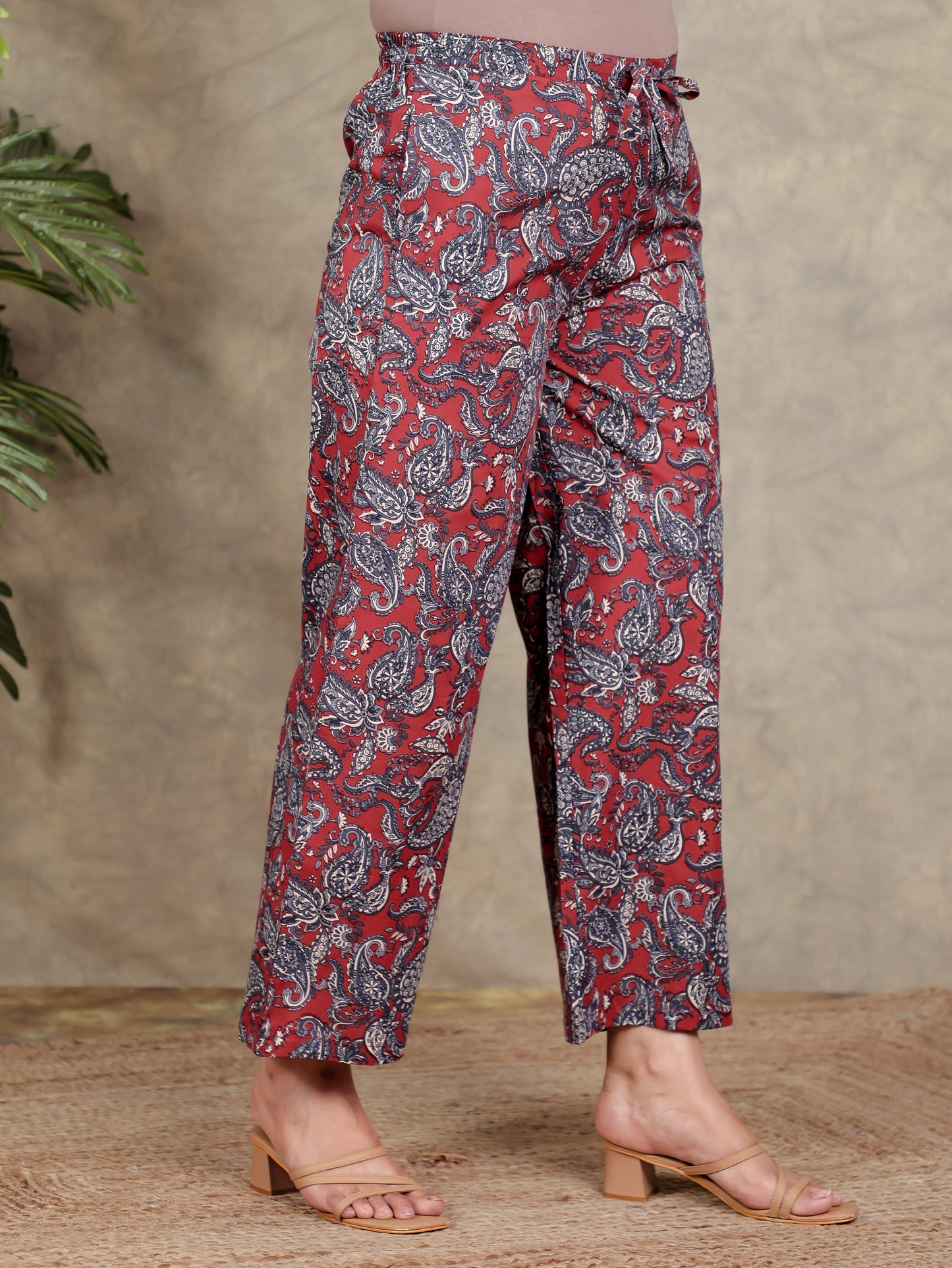 Soft Cotton Paisley Red Palazzo