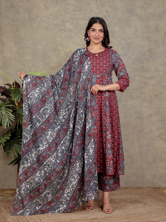 Cotton Voile Paisley Red Dupatta