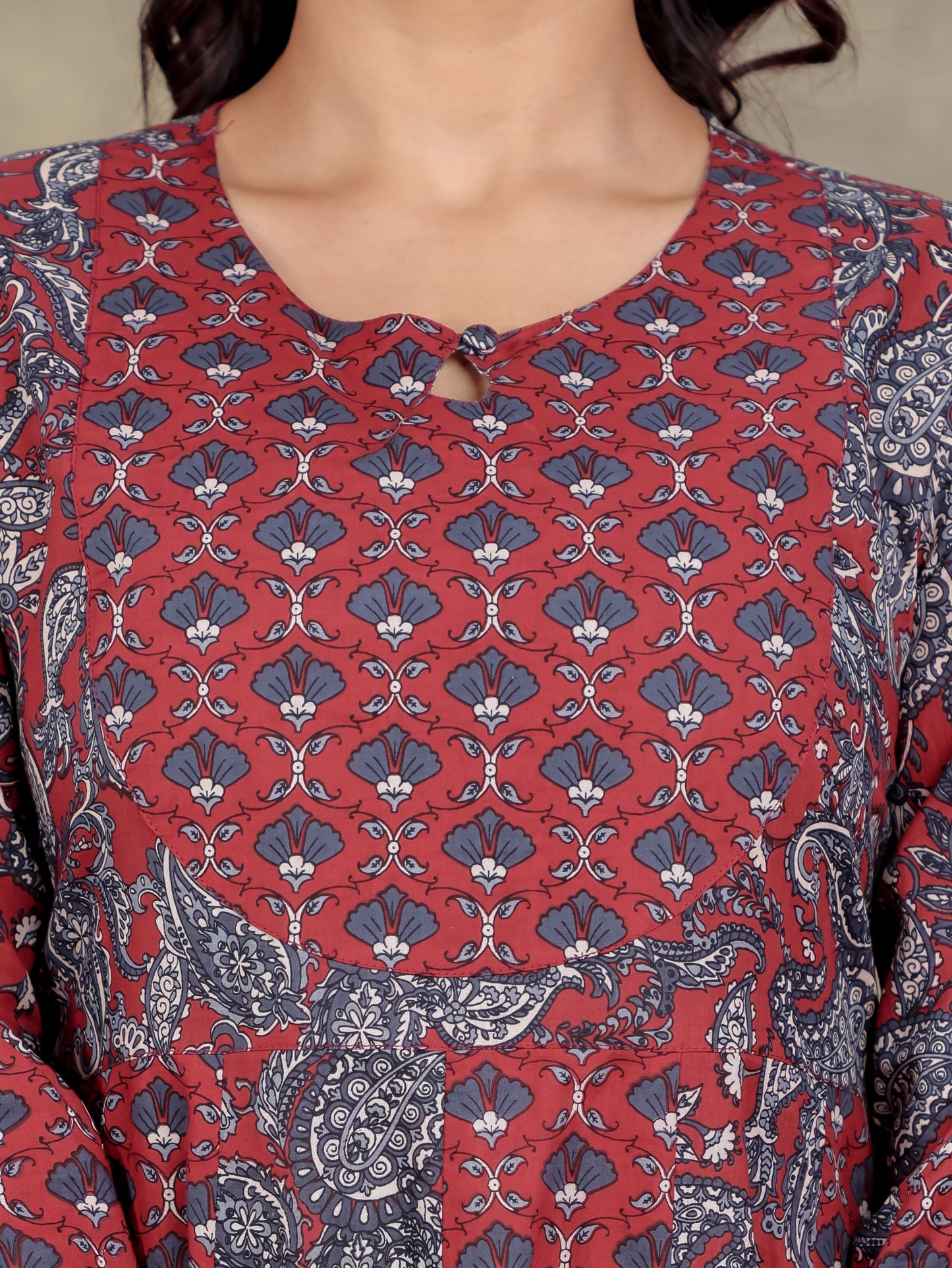 Soft Cotton Paisley Anarkali Red Kurta