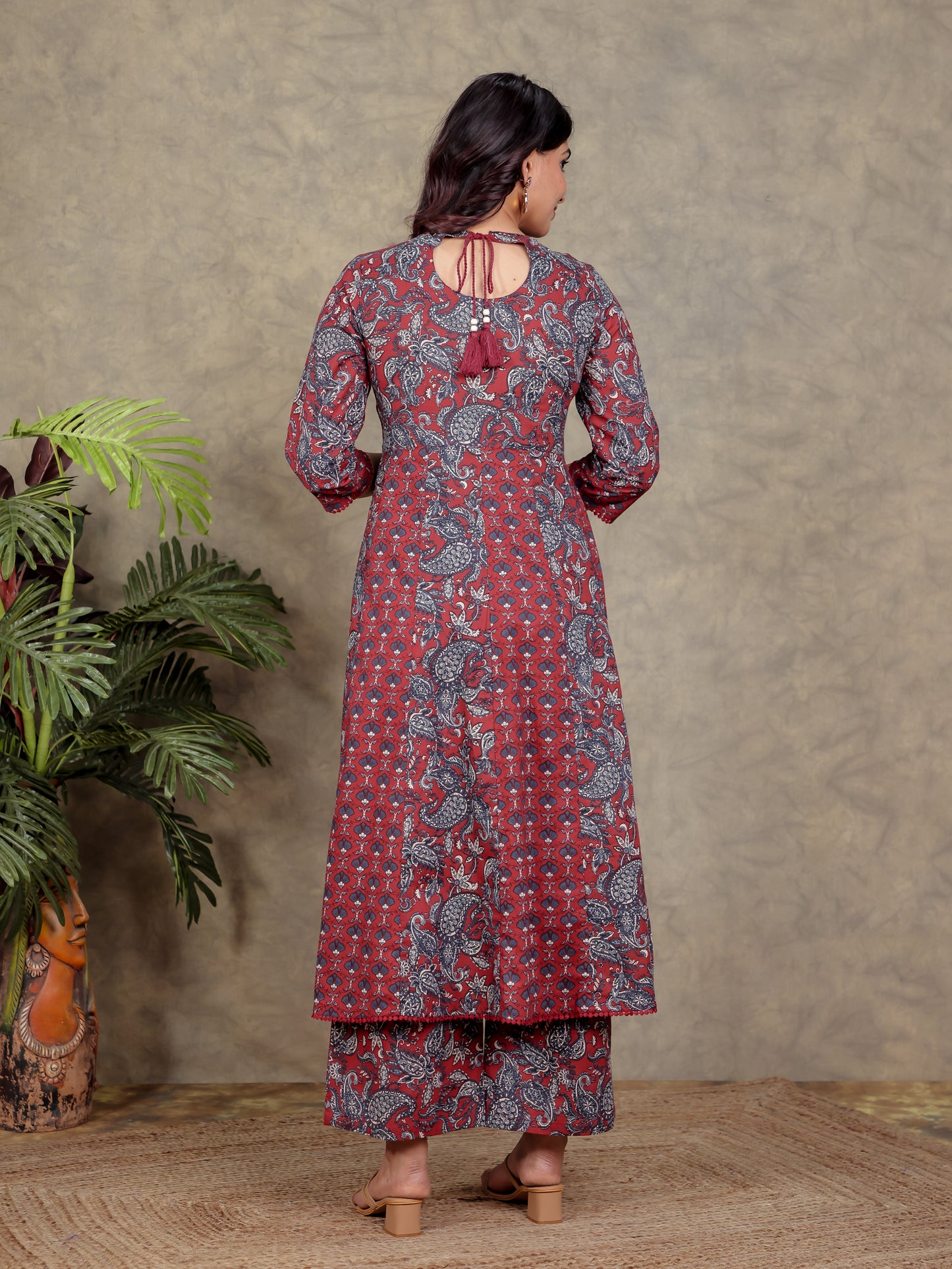 Soft Cotton Paisley Anarkali Red Kurta
