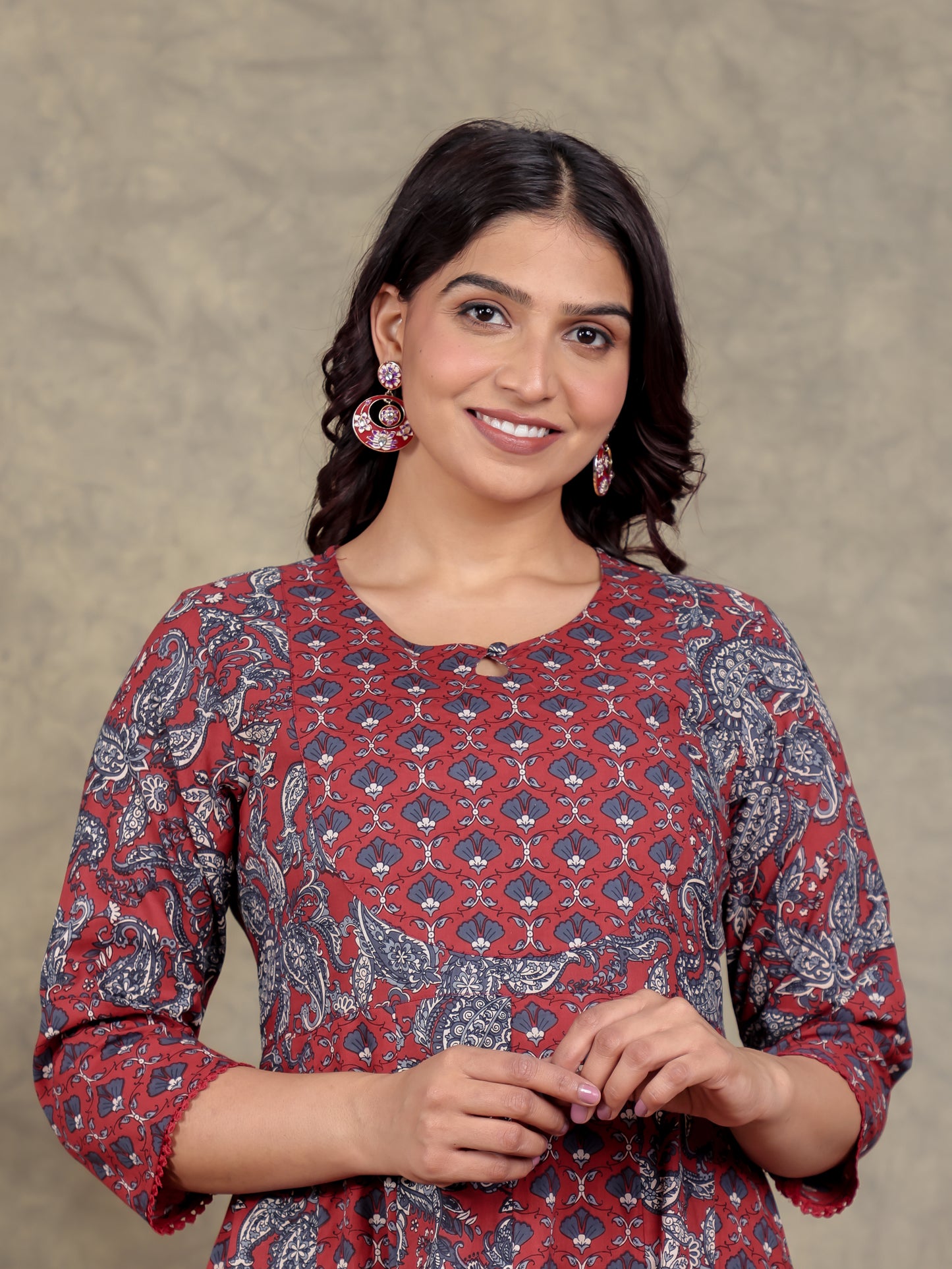 Soft Cotton Paisley Anarkali Red Kurta