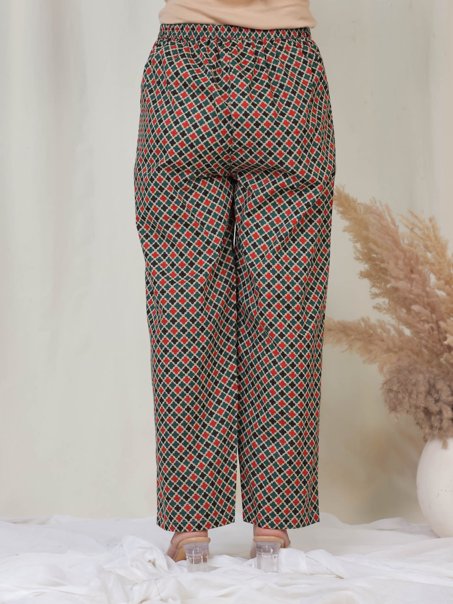 Soft Cotton Geometric Straight Green Kurta
