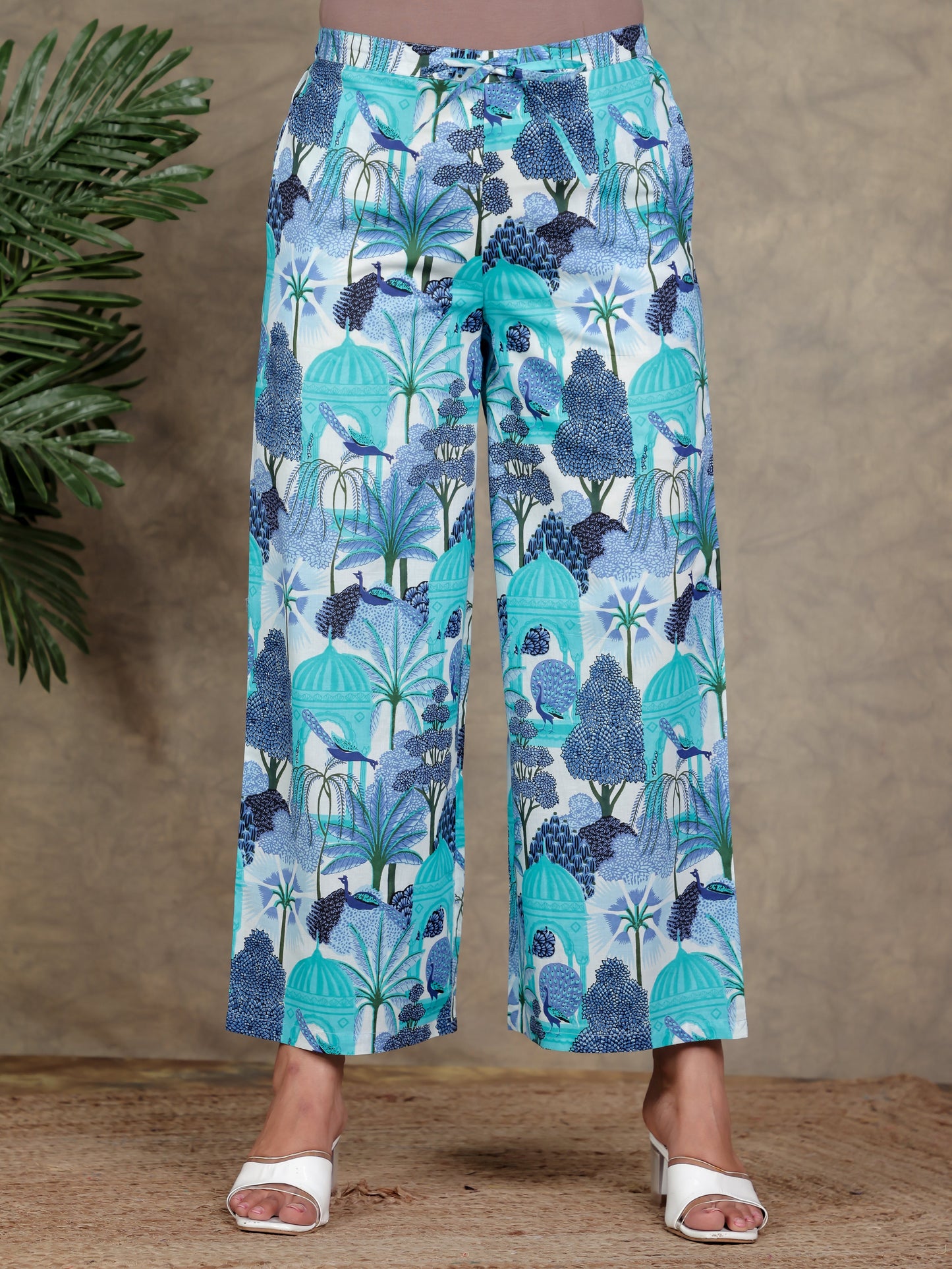 Soft Cotton Abstract Blue Palazzo