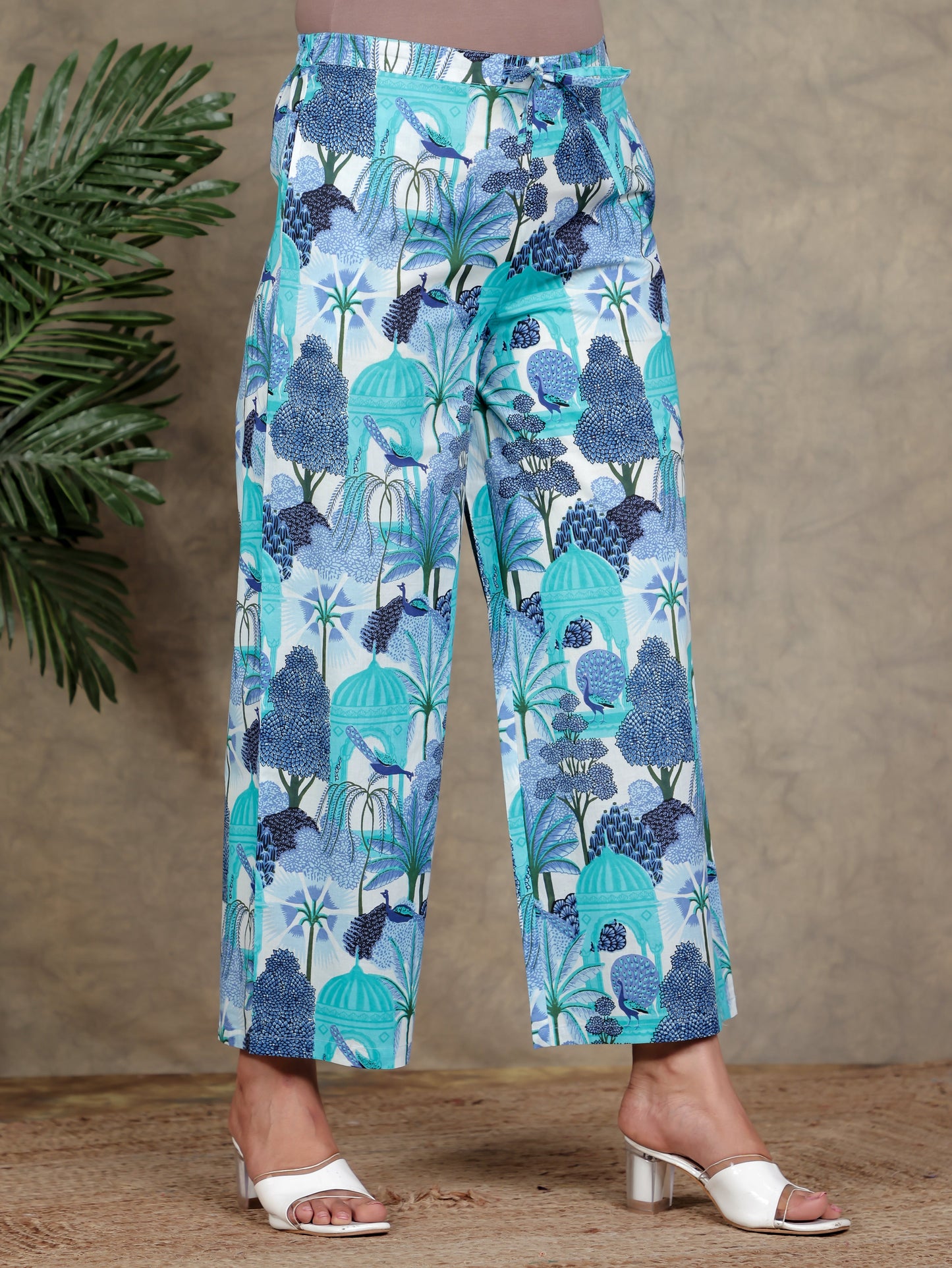 Soft Cotton Abstract Blue Palazzo