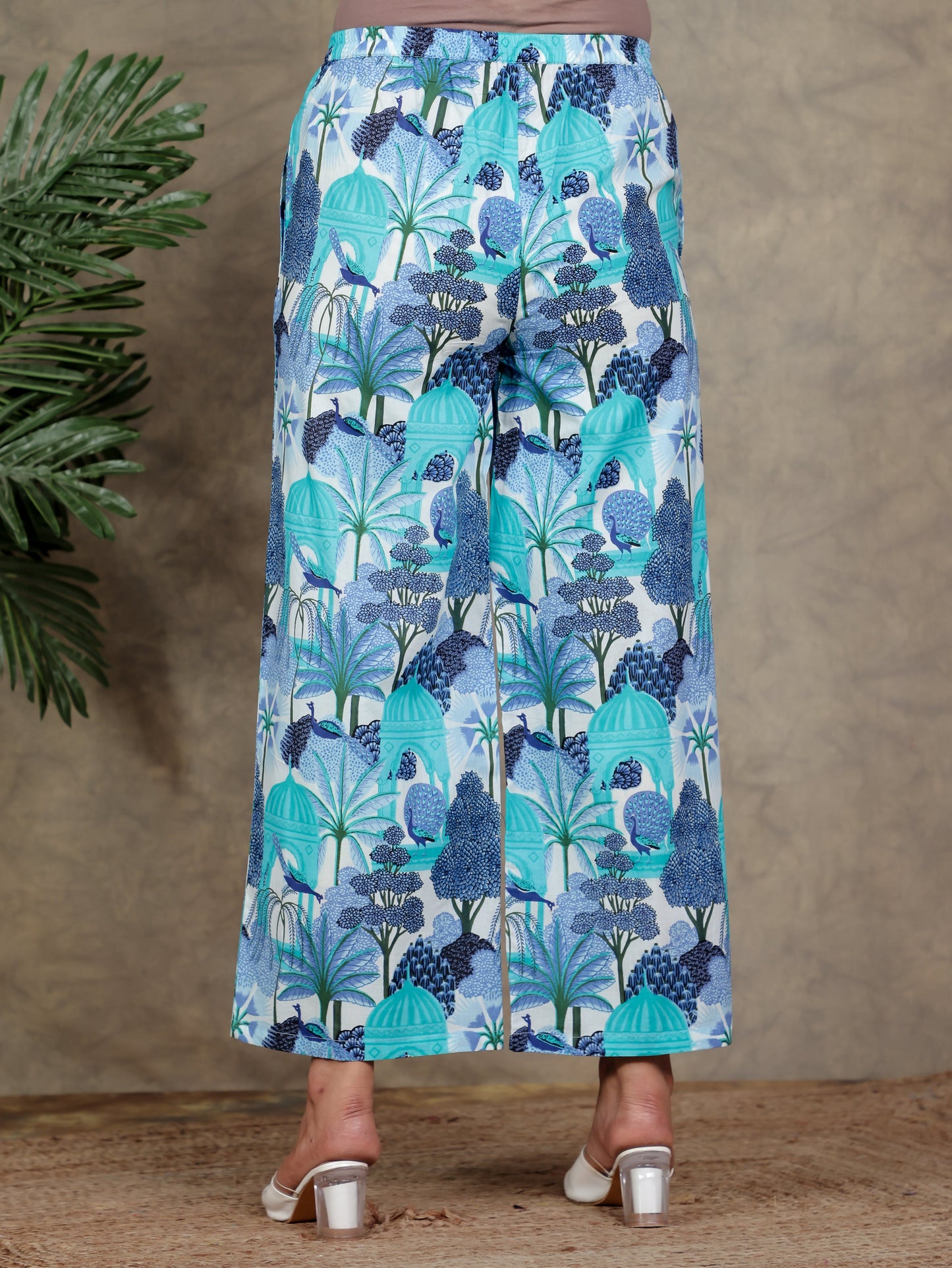 Soft Cotton Abstract Blue Palazzo