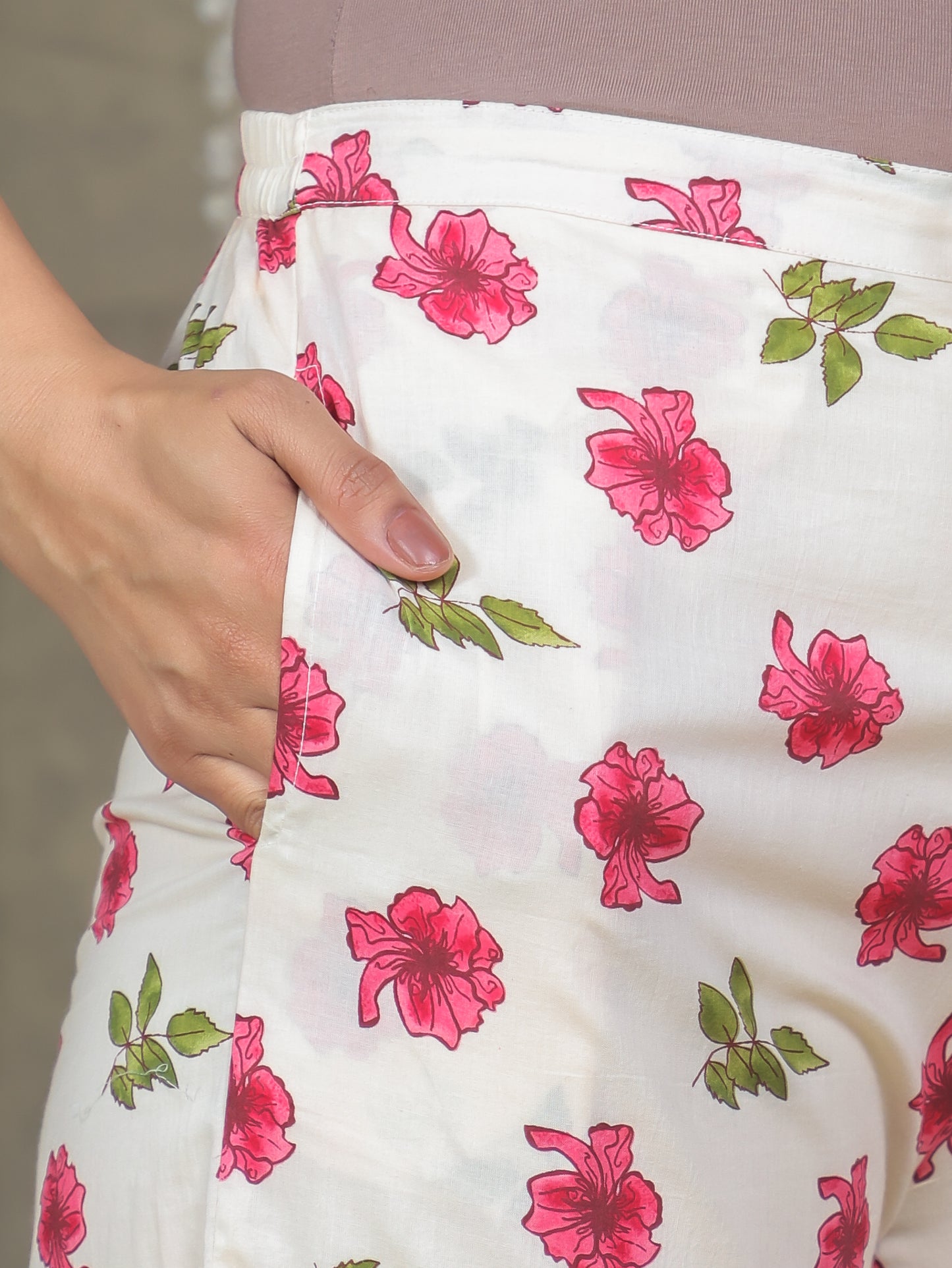 Soft Cotton Floral Off White Palazzo