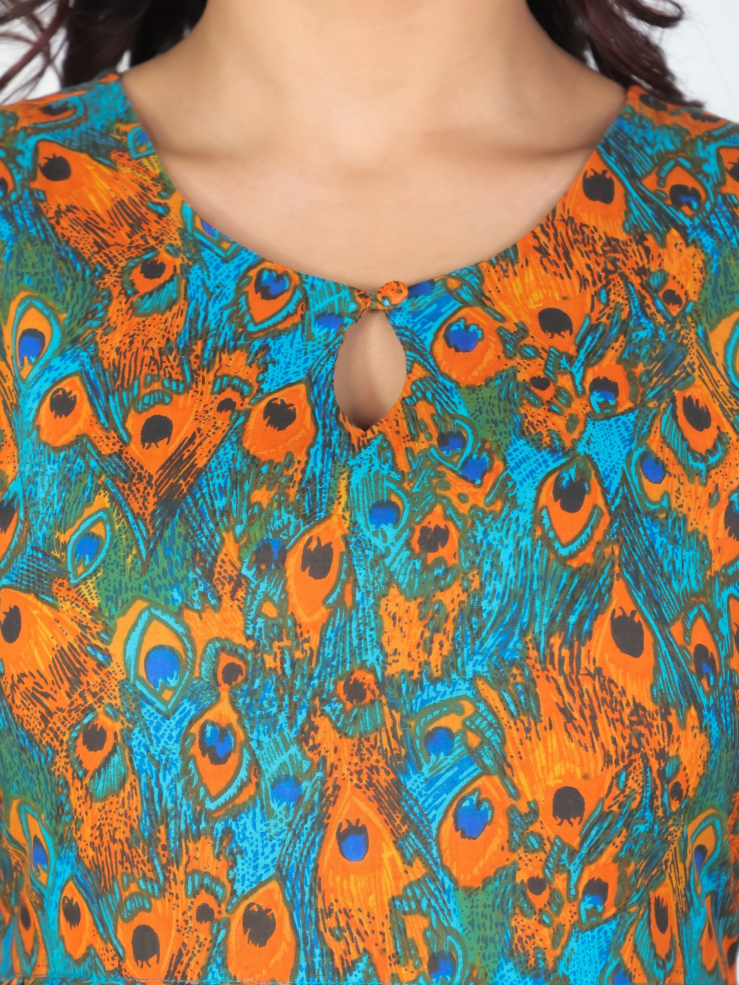 Soft Cotton Abstract Flared Multicolor Dress