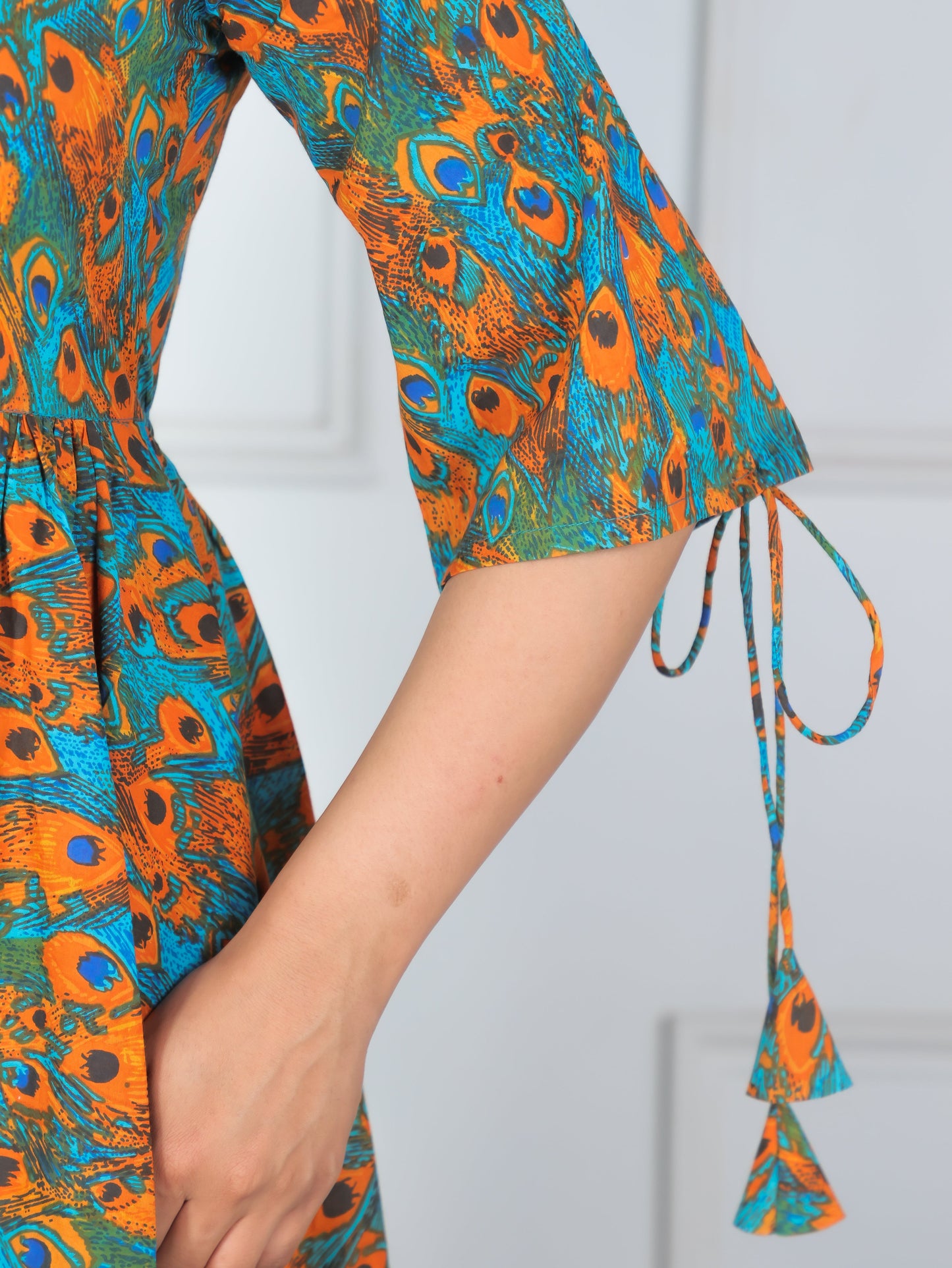 Soft Cotton Abstract Flared Multicolor Dress