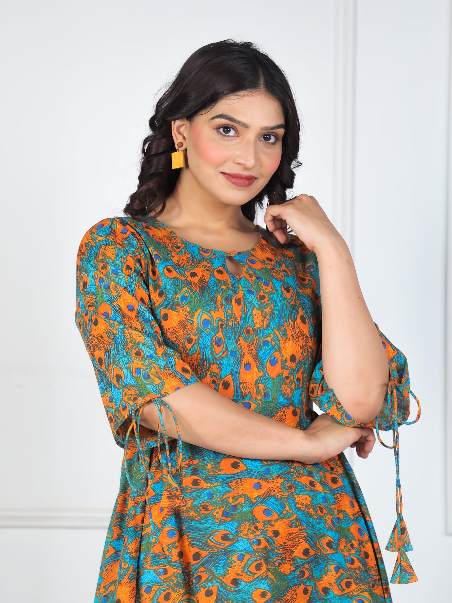 Soft Cotton Abstract Flared Multicolor Dress